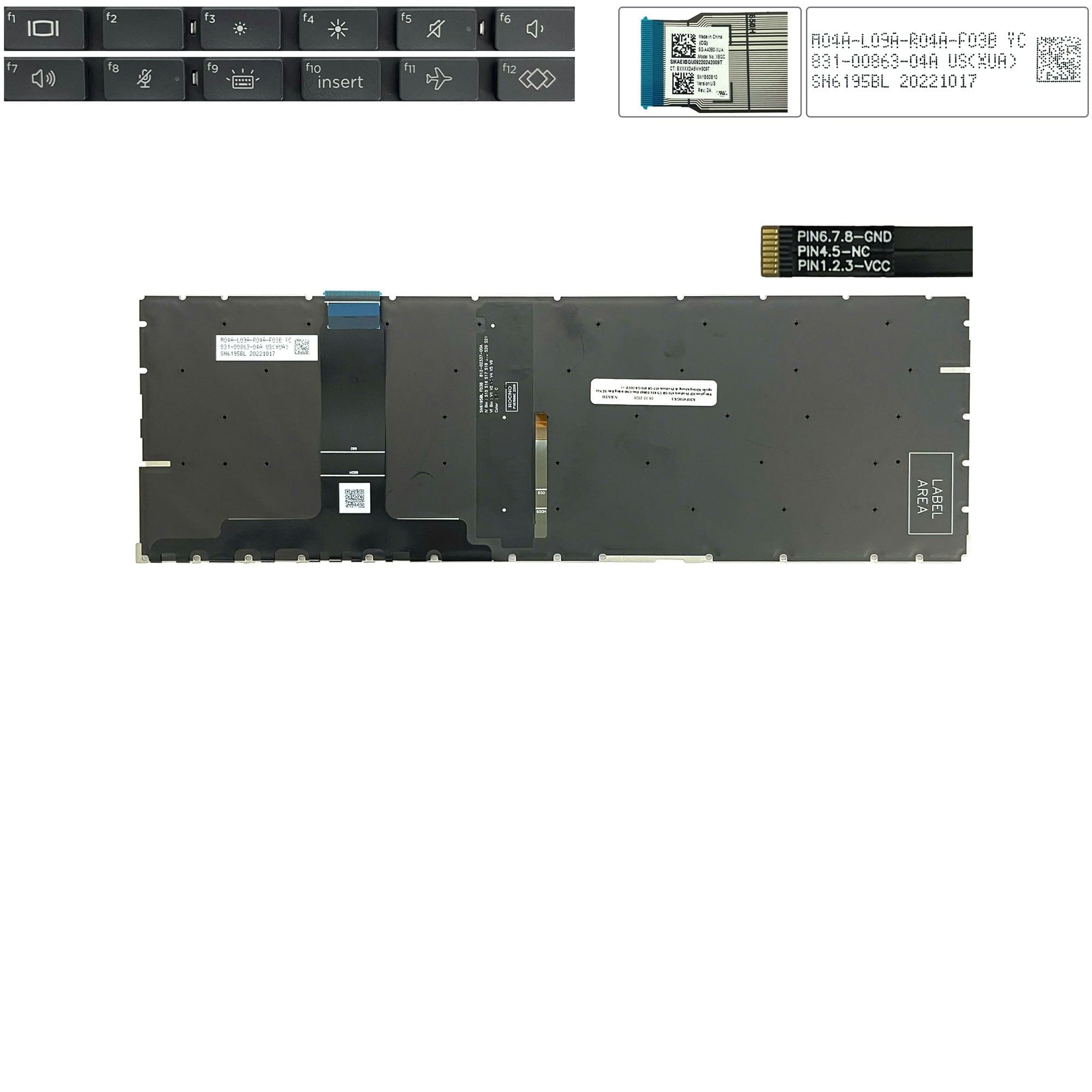  Bàn phím HP ProBook 450 G8 US 831-00863 Đen Chữ trắng Đèn Số Nút nguồn Không khung & ProBook 455 G8 650 G8 (HCP +) 