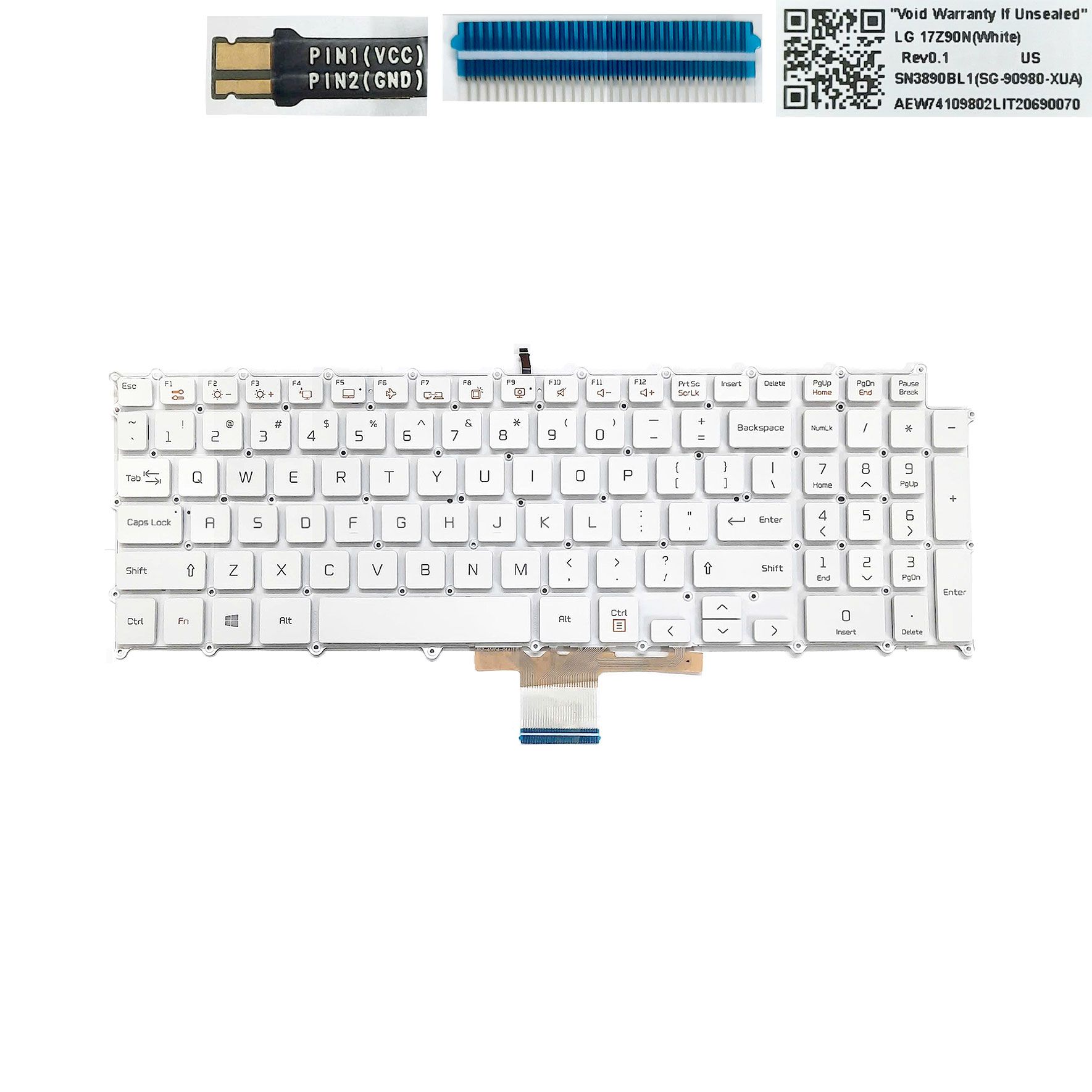  Bàn phím LG 17Z90N SN3890BL1 US Phím Trắng Chữ đen (ORG +) 
