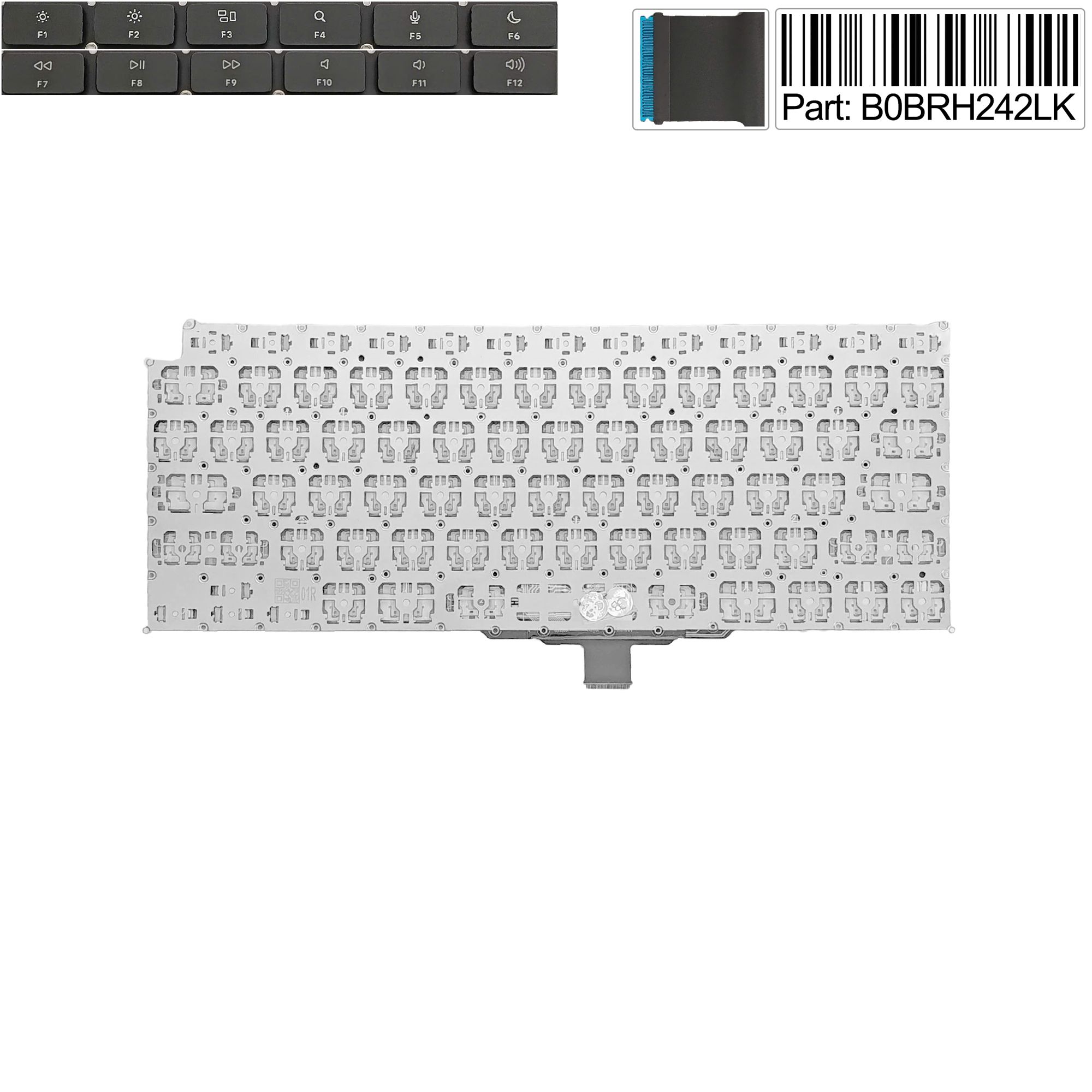  Bàn phím Macbook Air 13inch A2337 B0BRH242LK 2020 US Phím đen Chữ trắng Không khung & A 2179 (ORG +) 