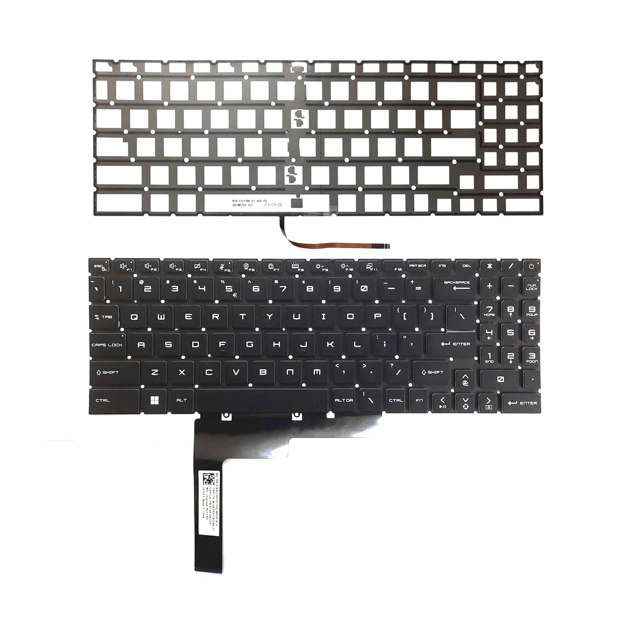  Bàn phím MSI GF66 9Z.NK1BN.D01 US Phím đen Chữ trắng Đèn Không khung & GF76 GL66 GL76 (ORG +) 