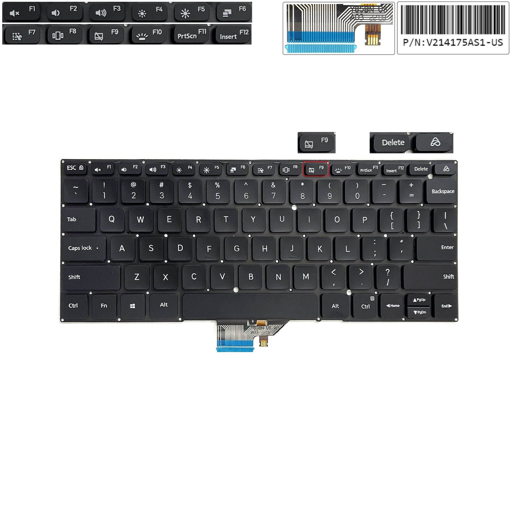  Bàn phím Xiaomi RedmiBook Pro 14 9Z.NH2SN.301 KBXMXMA2006-A US Phím đen Chữ trắng Đèn & Pro X14 (ORG +) 