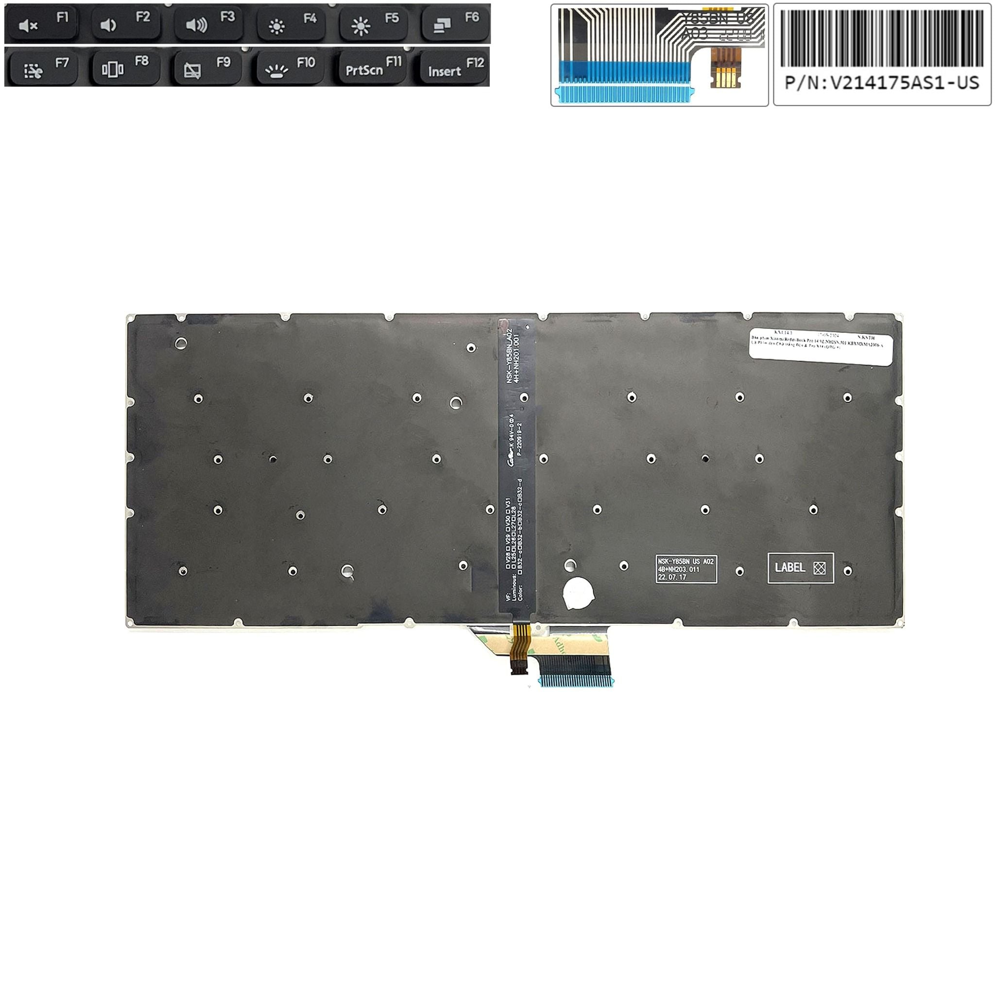  Bàn phím Xiaomi RedmiBook Pro 14 9Z.NH2SN.301 KBXMXMA2006-A US Phím đen Chữ trắng Đèn & Pro X14 (ORG +) 