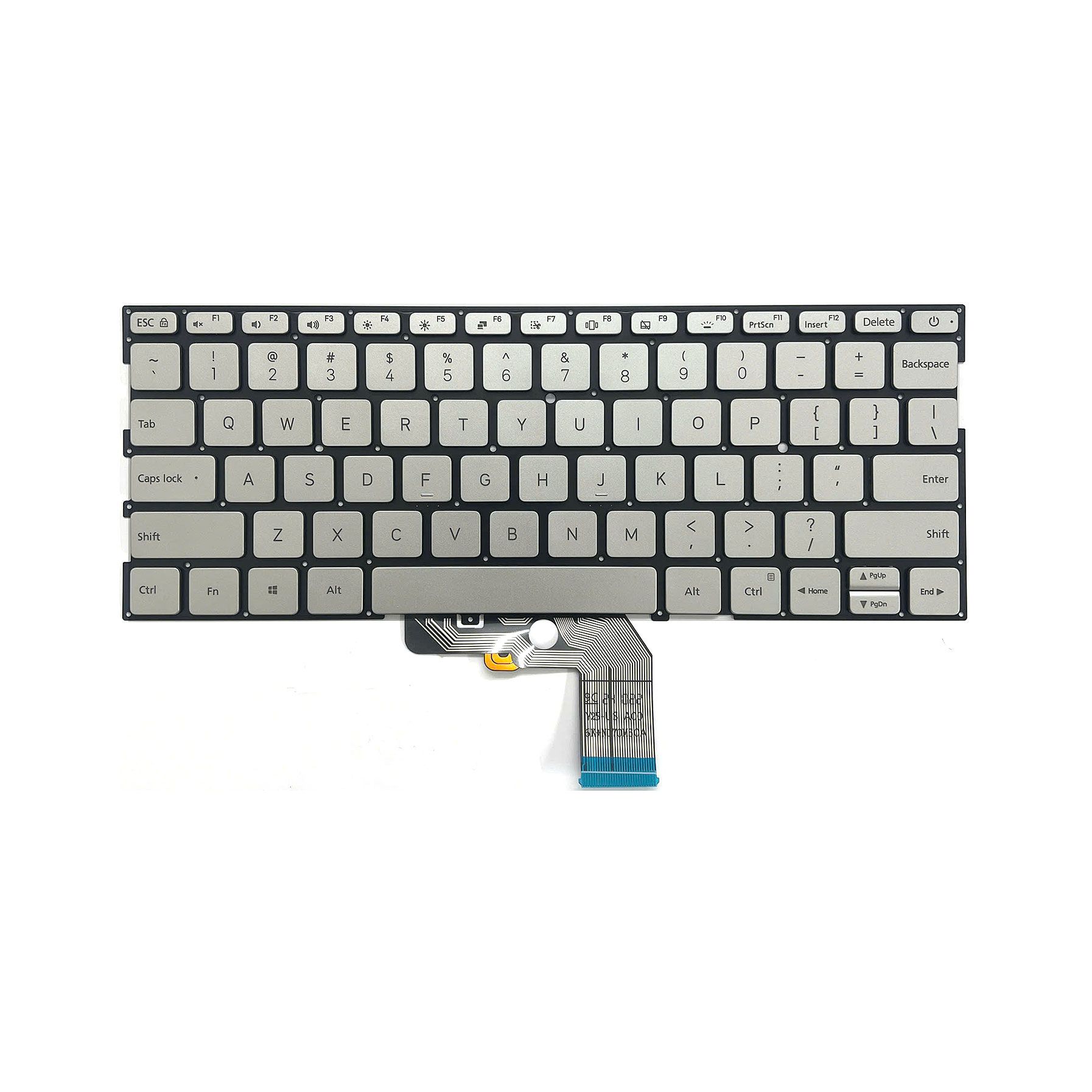  Bàn phím Xiaomi Mi Notebook Air 13 MK10000039161 US Phím bạc Chữ đen Đèn Không khung Nút nguồn (ORG +) 