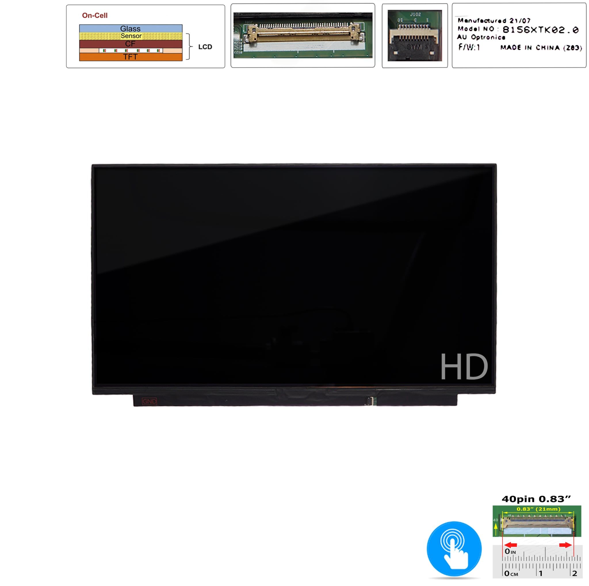  Màn hình 15.6 HP Pavilion 15 DY B156XTK02.0 HD 1366x768 60Hz Gương 40 chân Cảm ứng On-cell Tràn viền không ốc & Pavilion 15-CS0053CL 15-CS0061CL 15-CS0051WM (ORG +) 