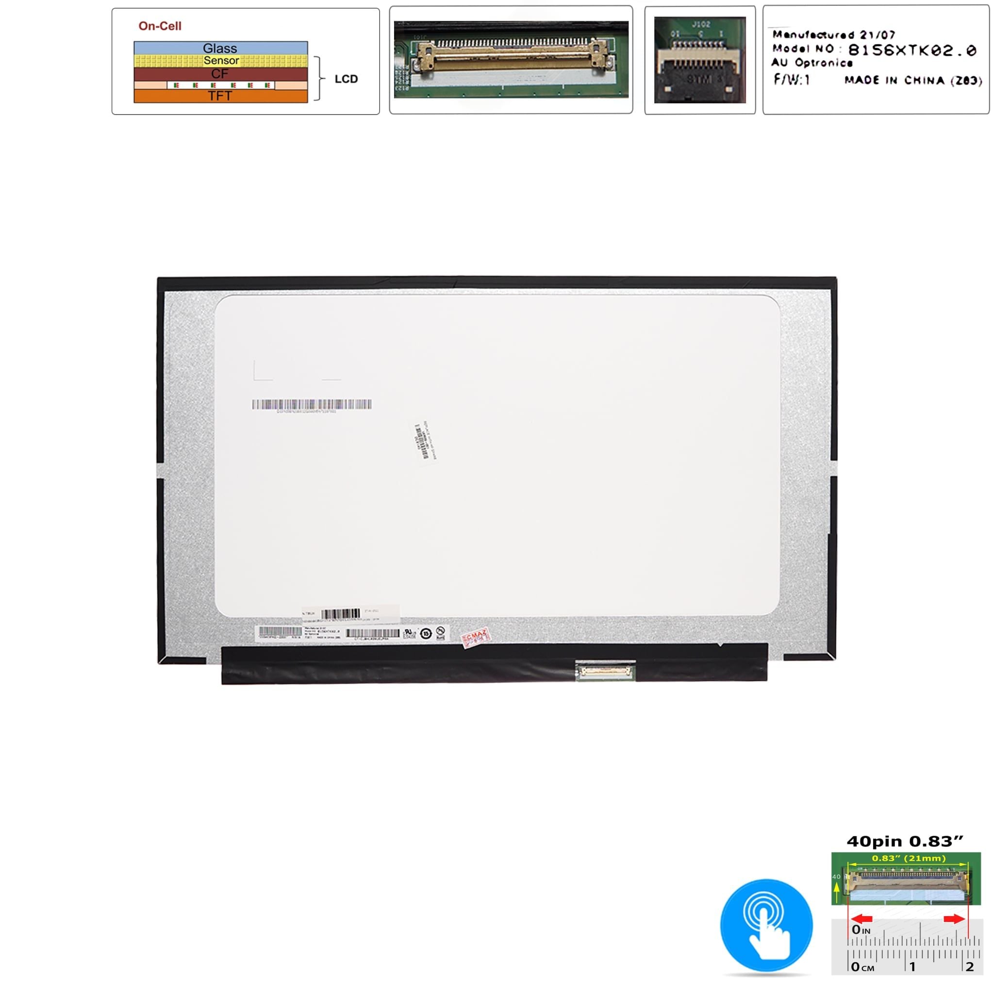  Màn hình 15.6 HP Pavilion 15 DY B156XTK02.0 HD 1366x768 60Hz Gương 40 chân Cảm ứng On-cell Tràn viền không ốc & Pavilion 15-CS0053CL 15-CS0061CL 15-CS0051WM (ORG +) 