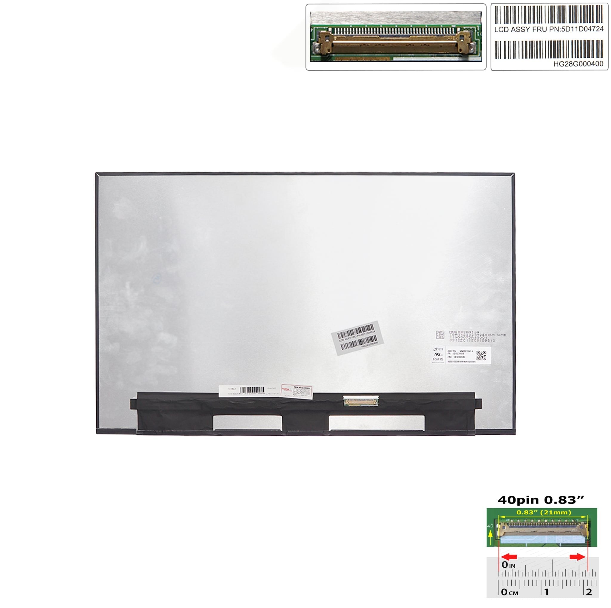  Màn hình 16.0 Lenovo ThinkPad 16P Gen 2 NE160QDM-N63 2560x1600 QHD Thường 40 chân Tràn viền không ốc & 5D11D04724 (ORG +) 