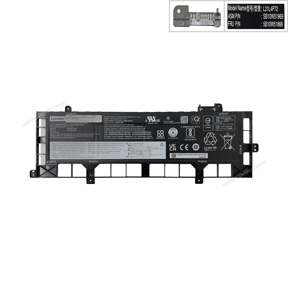  Pin Lenovo ThinkPad P16S L21L4P72 15.44V 52.5Wh 3400mAh & ThinkPad T16 Gen 1 (ORG +) 