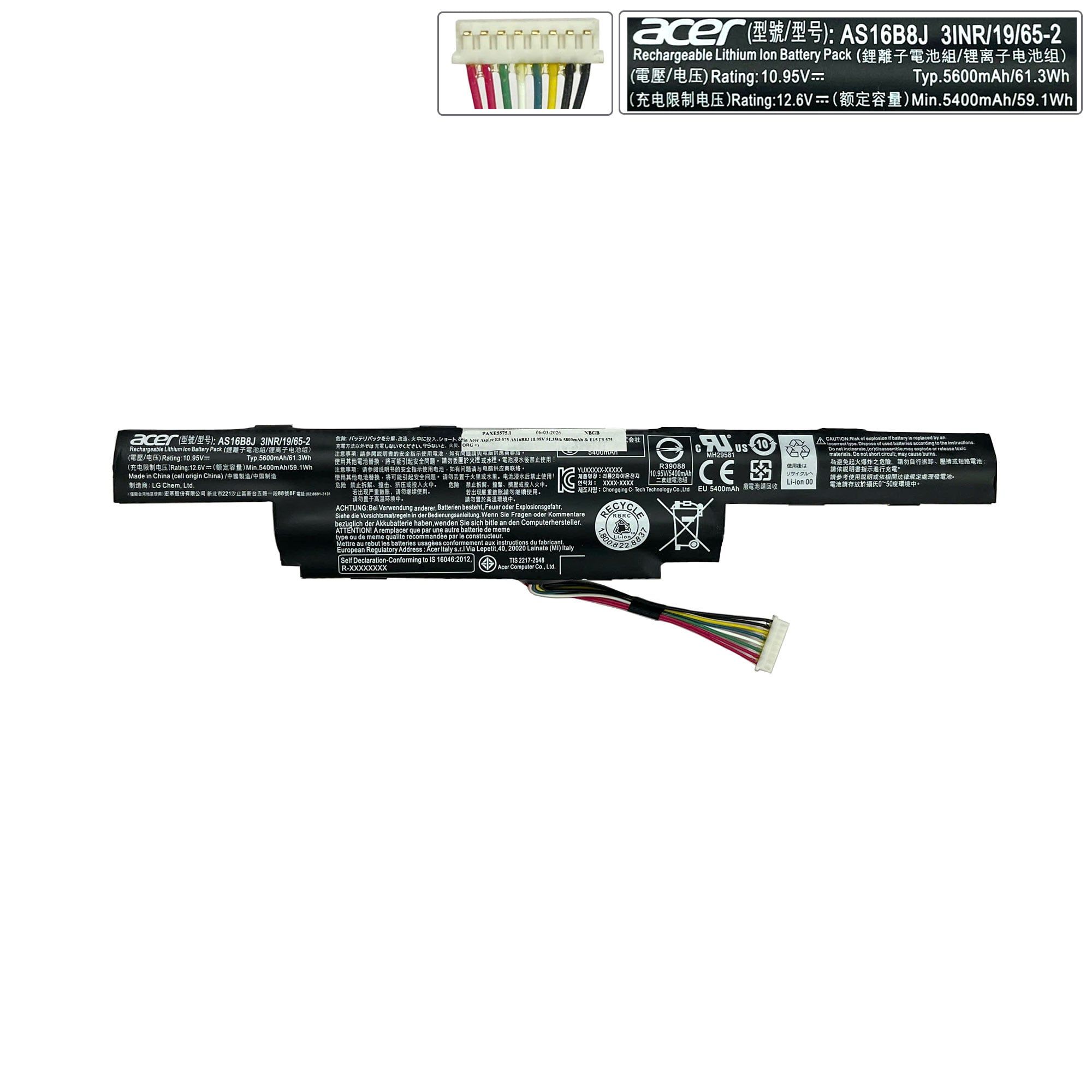  Pin Acer Aspire E5 575 AS16B8J 10.95V 51,3Wh 5800mAh & E15 F5 575 (ORG +) 