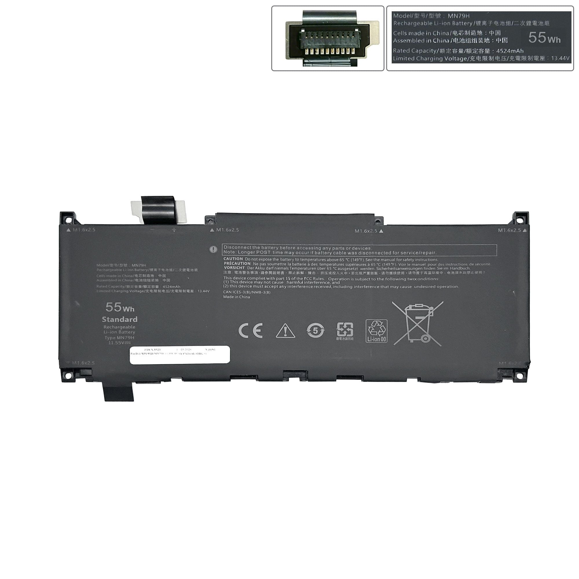  Pin Dell XPS 9320 MN79H 11,55V 55Wh 4762mAh (ORG +) 
