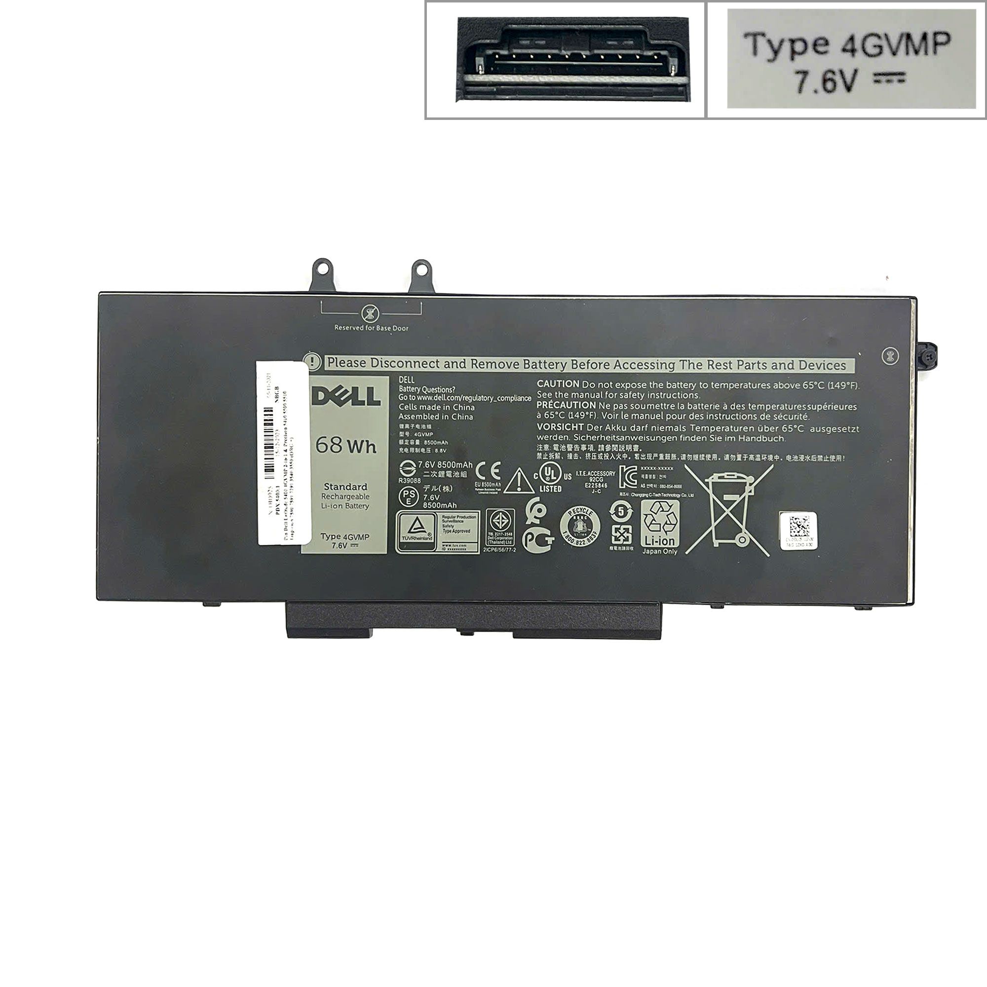  Pin Dell Latitude 5400 4GVMP 2-in-1 68Wh 7,6V 8500mAh & Precison 5410 5500 5510 Inspirion 7590 7591 7791 3540 3550 (ORG +) 