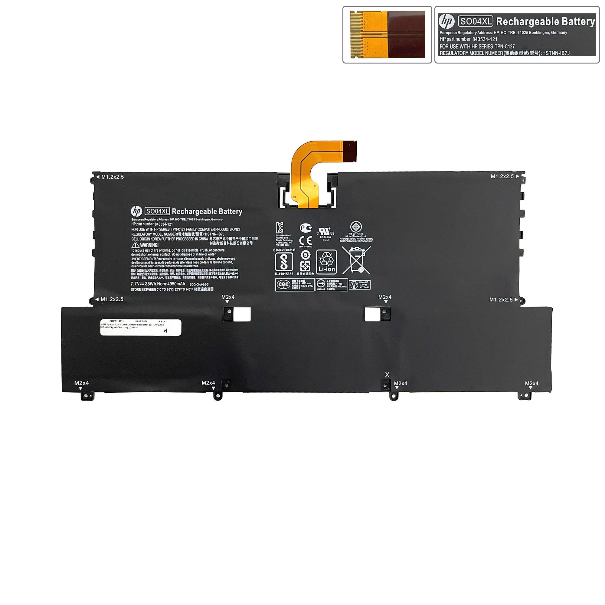  Pin HP Spectre 13 V SO04XL 844199-850 843534-121 7,7V 38Wh 4935mAh Cáp cài Cắm trong (ORG +) 