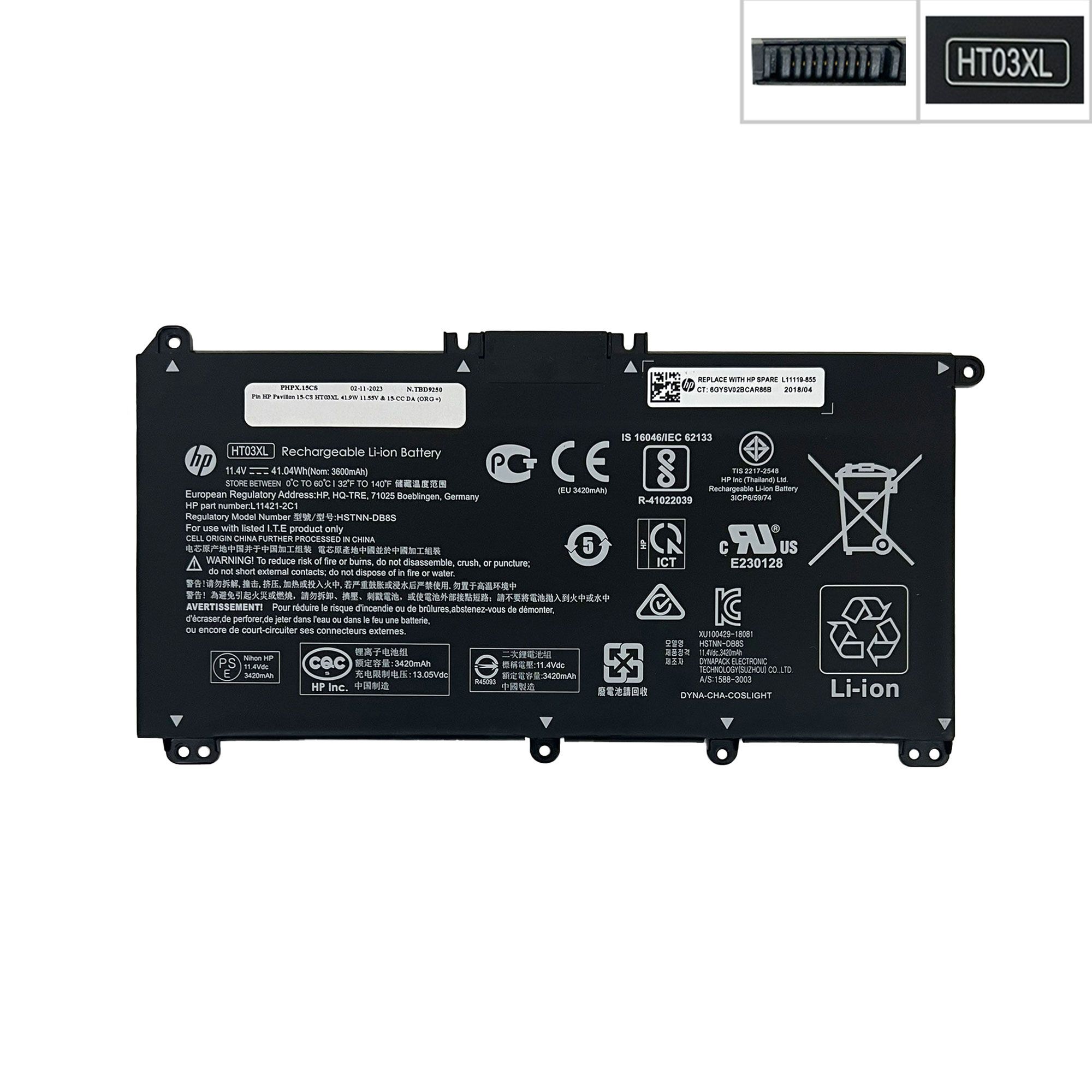  Pin HP Pavilion 15 CS HT03XL 41.9W 11.55V & 15 CC DA (ORG +) 