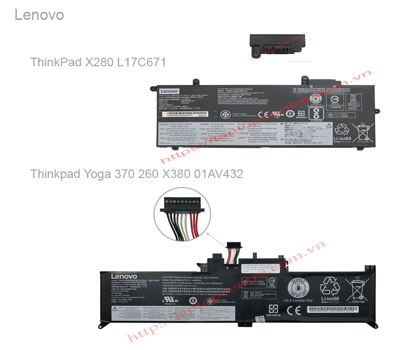  Pin Lenovo ThinkPad Yoga 370 01AV432 15,2V 51Wh 3355mAh 3cell & 260 X380 (ORG +) 