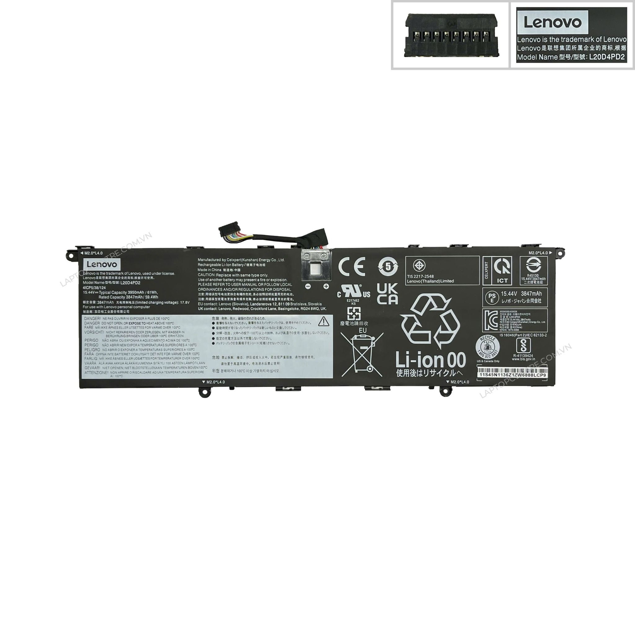  Pin Lenovo ThinkBook 14P G2 L20D4PD2 15,4V 59Wh 3847mAh 3 cell (ORG +) 