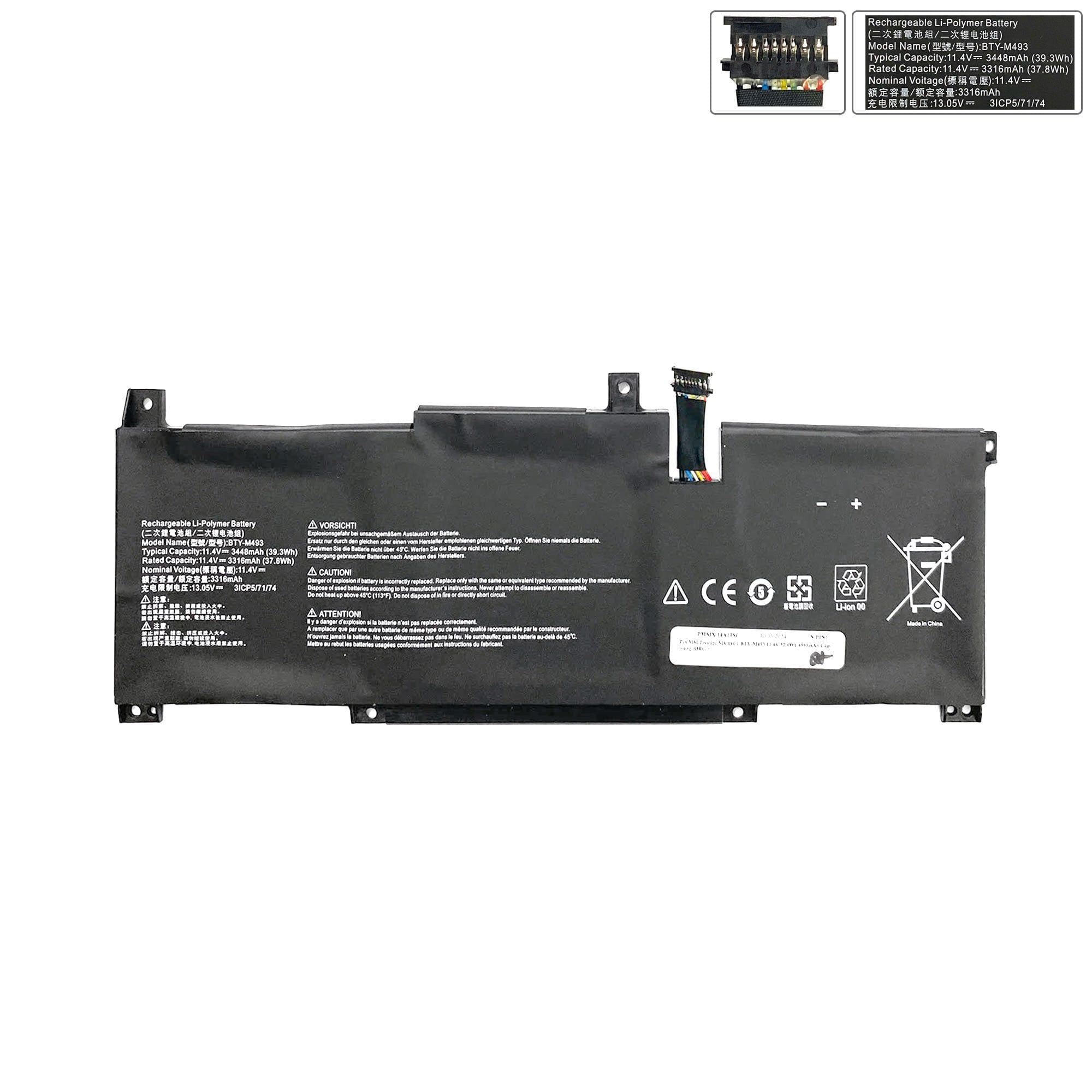  Pin MSI Prestige MS 14C1 BTY M493 11,4V 52,4Wh 4596mAh Cắm trong (ORG +) 