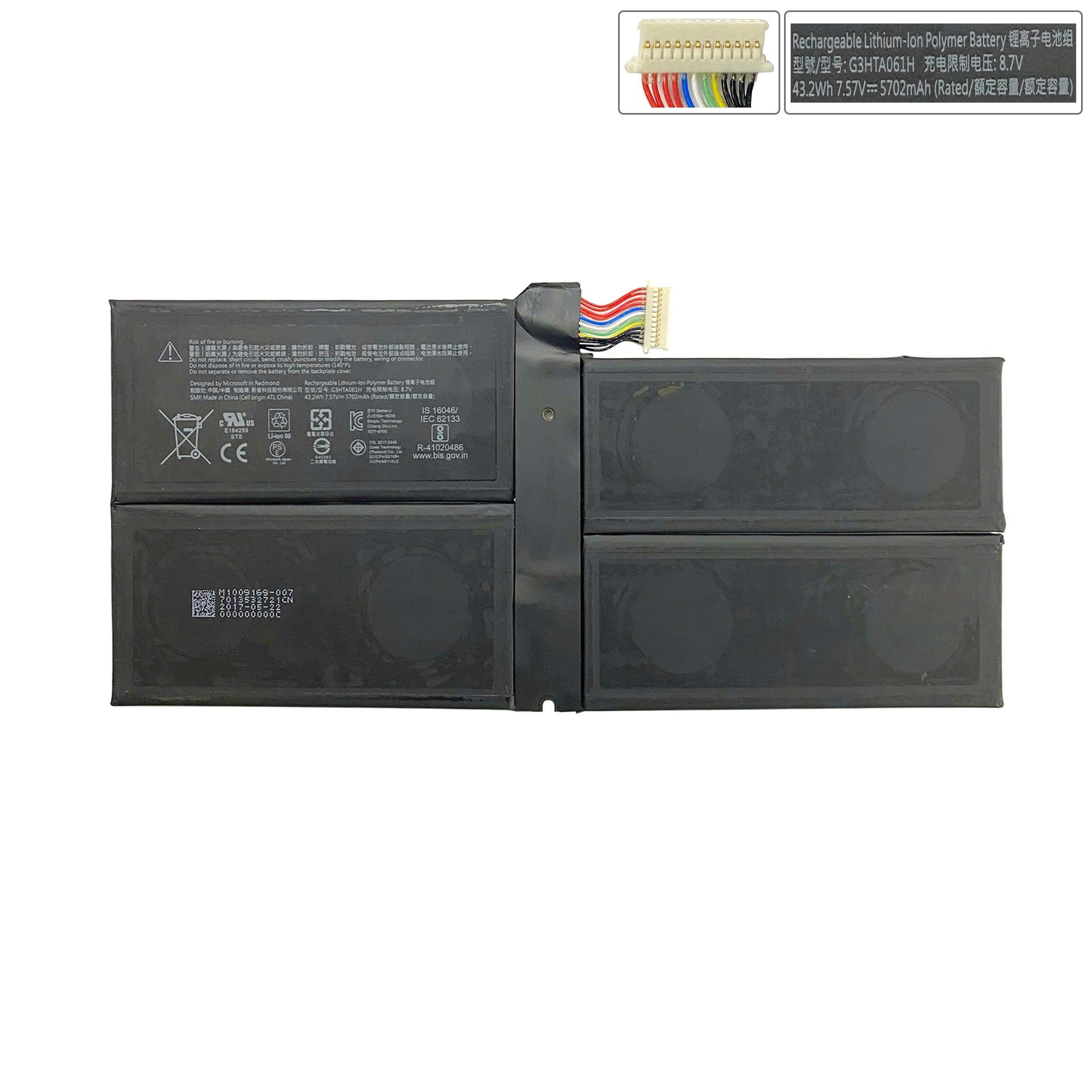 Pin Microsoft Surface Pro 7 1866 G3HTA061H 7,57V 43,2Wh 5707mAh 6cell (ORG +) 