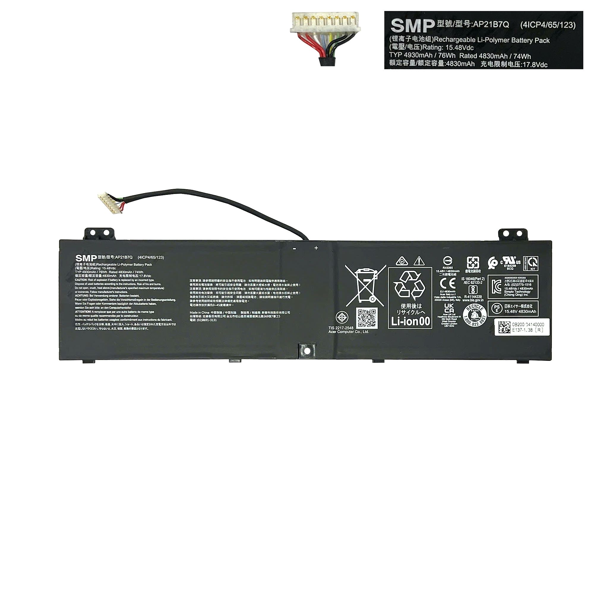  Pin Acer Swift X 14 SFX14 71G AP21B7Q 15,48V 76Wh 4930mAh & 16 SFX16 61G PT314 51S Predator Triton 300 SE (ORG +) 