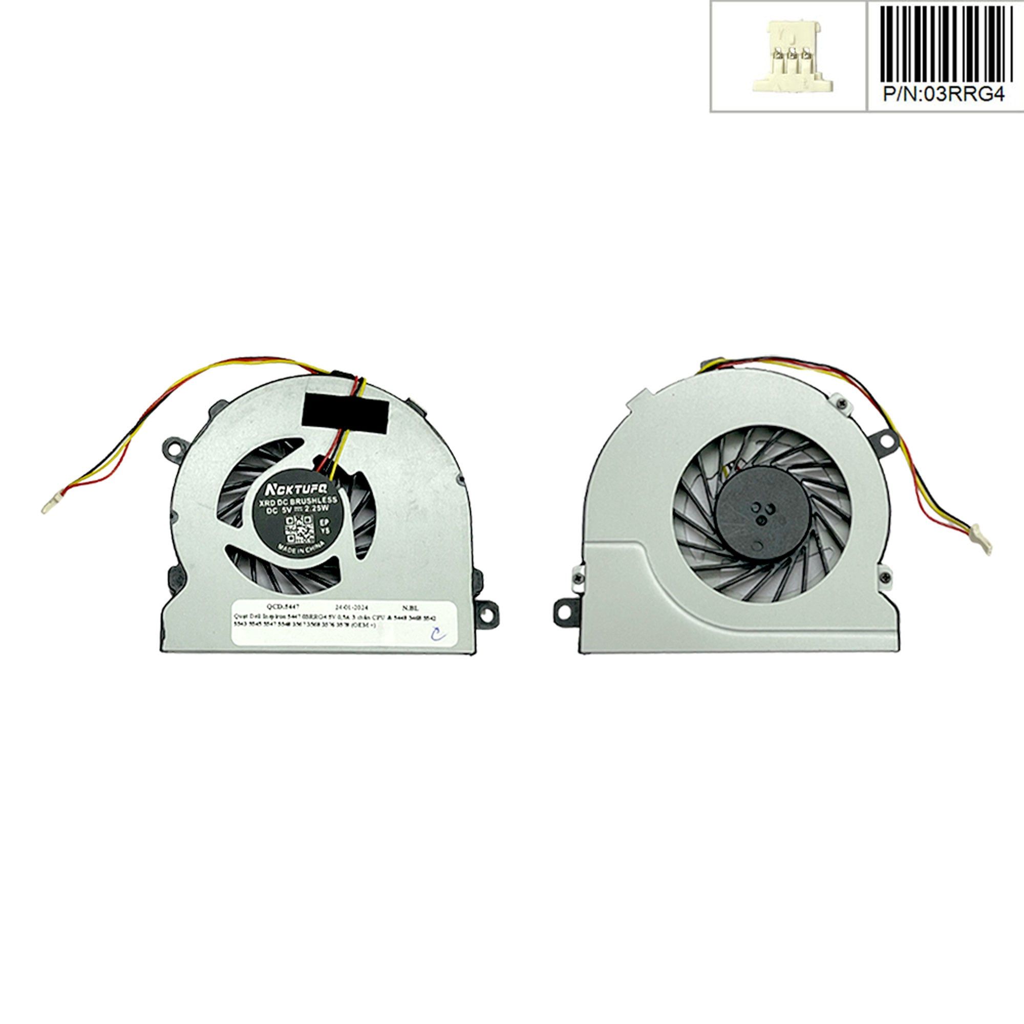  Quạt Dell Inspiron 5447 03RRG4 5V 0,5A 3 chân CPU & 5448 3468 5542 5543 5545 5547 5548 3567 3568 3576 3578 (HCP +) 