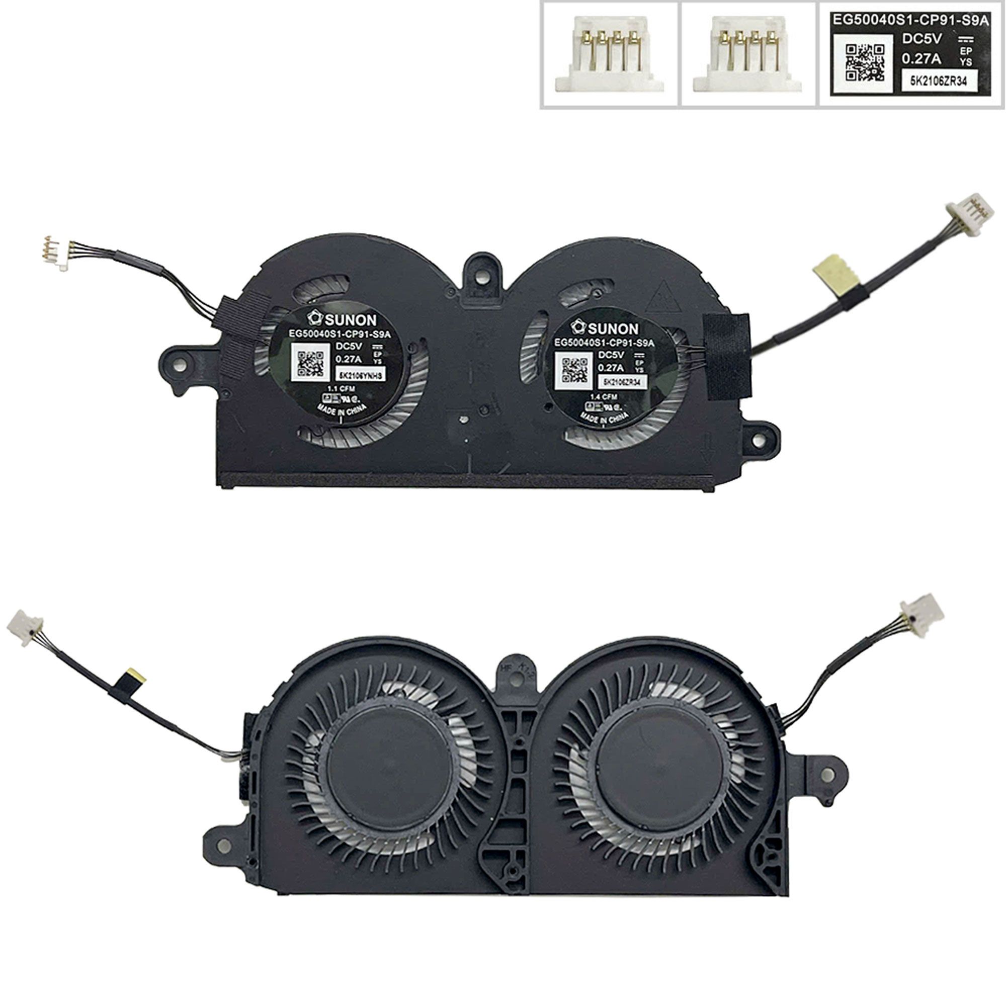  Quạt Dell XPS 13 9370 0980WH EG50040S1-CP91-S9A 5V 0,45A 4 chân CPU 2 quạt kép & 9380 7390 (ORG +) 