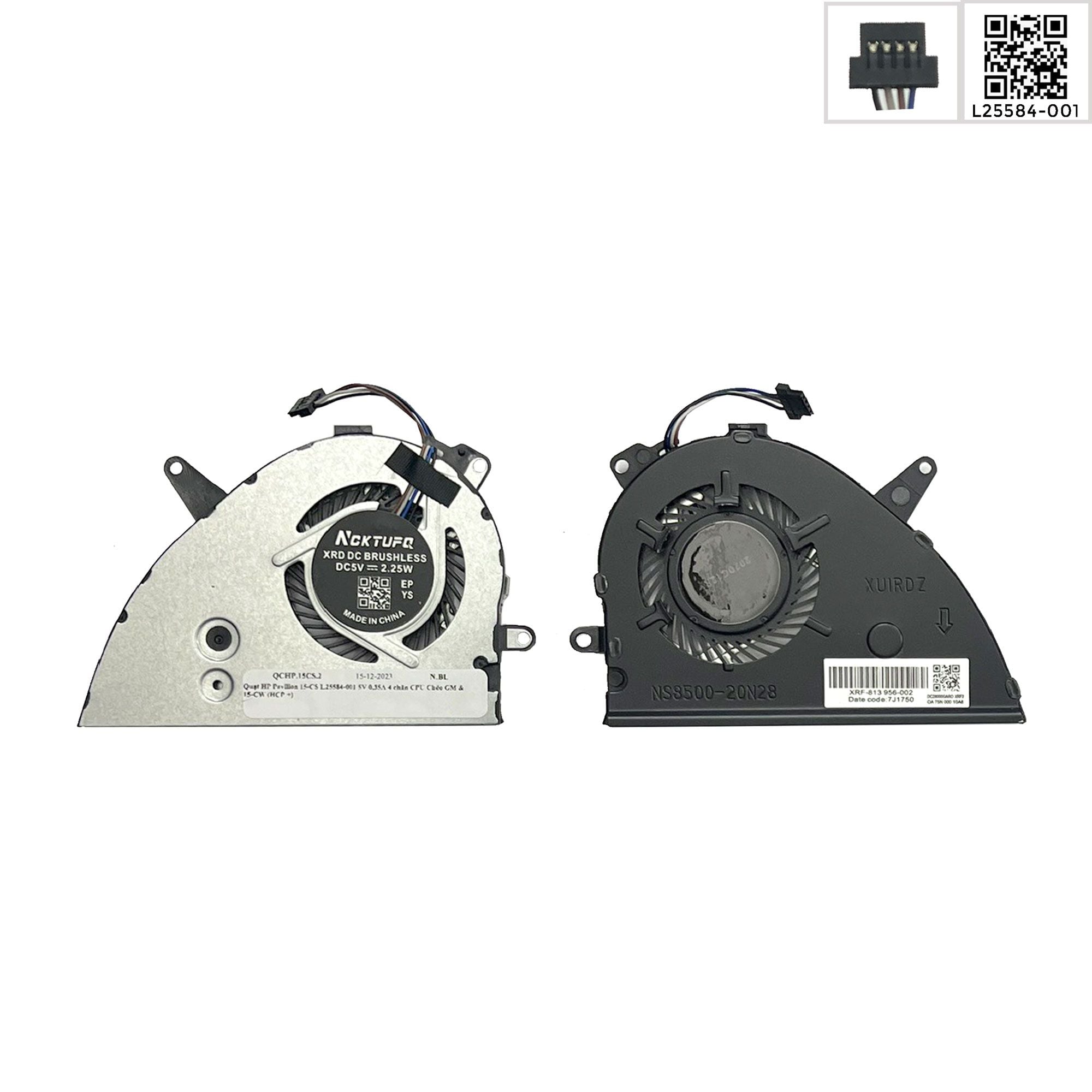  Quạt HP Pavilion 15 CS L25584-001 5V 0,35A 4 chân CPU Chéo GM & 15 CW (HCP +) 