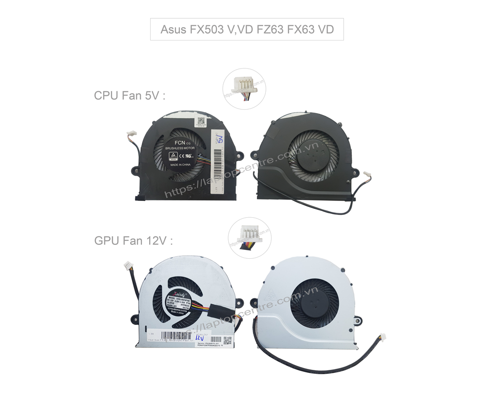  Quạt Asus Rog Strix FX503 FCN4VBKLFAJN10 5V 0,5A 5 chân 4 dây & FX503V FX503VD FZ63 FX63 FX63VD (ORG +) 