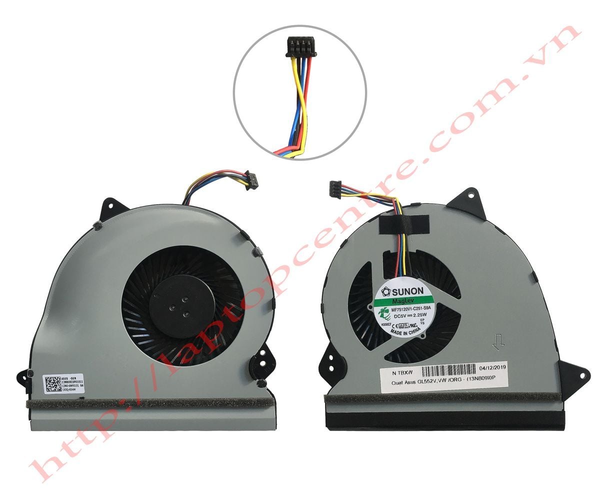  Quạt Asus Rog GL552 V 13NB09I0P01011 5V 0,5A 4 chân CPU & GL552VW (ORG +) 