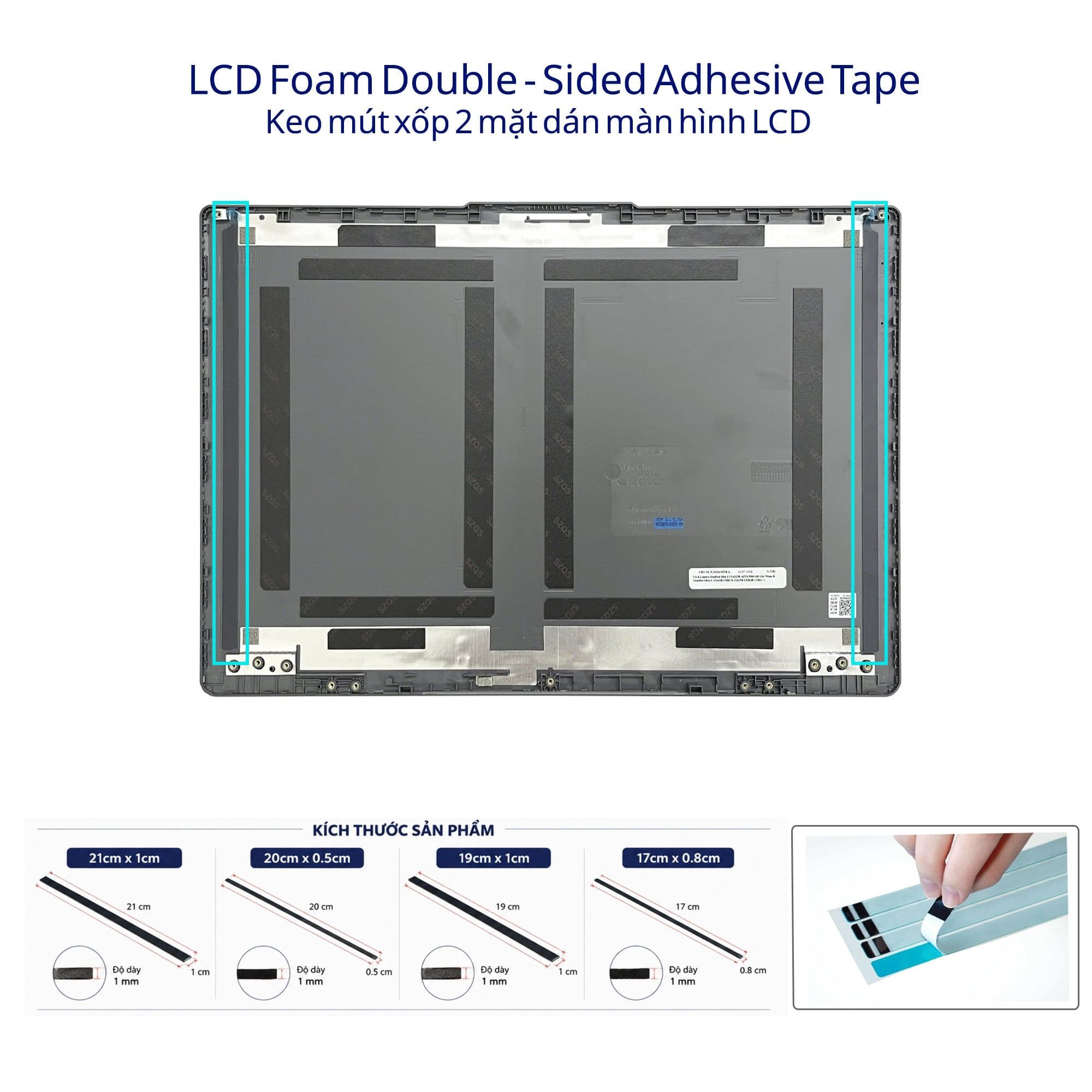  Seal keo cao su non rút 21cmx1cm (Thanh Seal keo 2 mặt dán cố định màn và vỏ Laptop) 