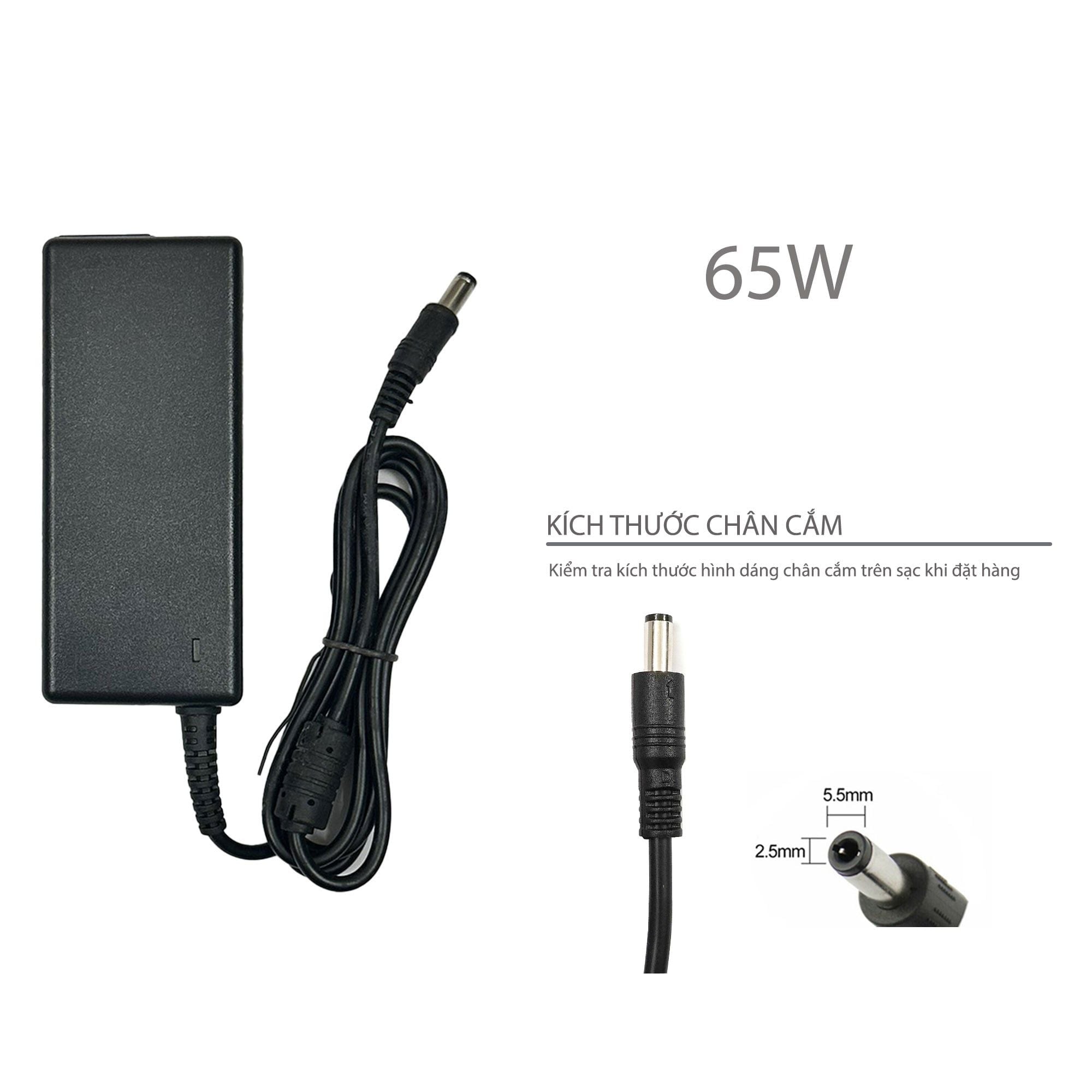  Sạc Lenovo 65W 20V 4.5A chân 5.5x2.5 hình chữ nhật & V480 Z470 Z460 Y450 (HCP +) 