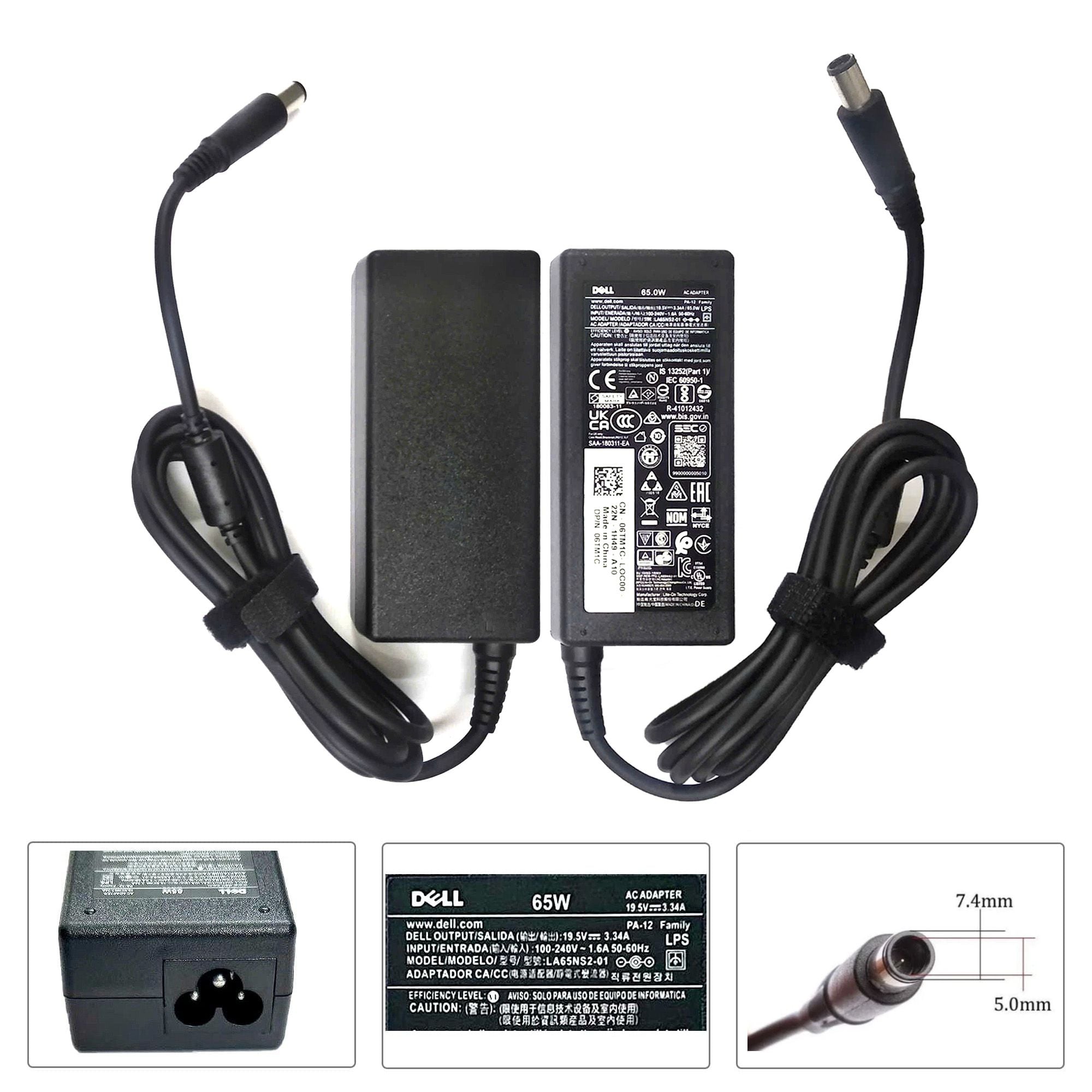  Sạc Dell 65W 19.5V 3.34A chân 7.4x5.0 kim to hình chữ nhật & Dell inspirion 3521 3531 3537 3541 3542 3543 5542 5543 5545 5547 5548 5580 (ORG +) 