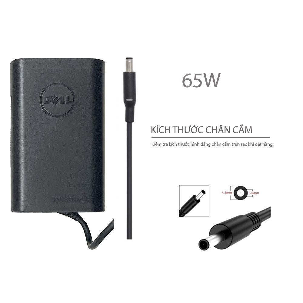  Sạc Dell 65W 19.5V 3.34A chân 4.5x3.0 kim nhỏ hình Oval & Latitude 5480 5490 7480 7490 5490 5430 5415 5411 5410 5401 5400 5459 (ORG +) 