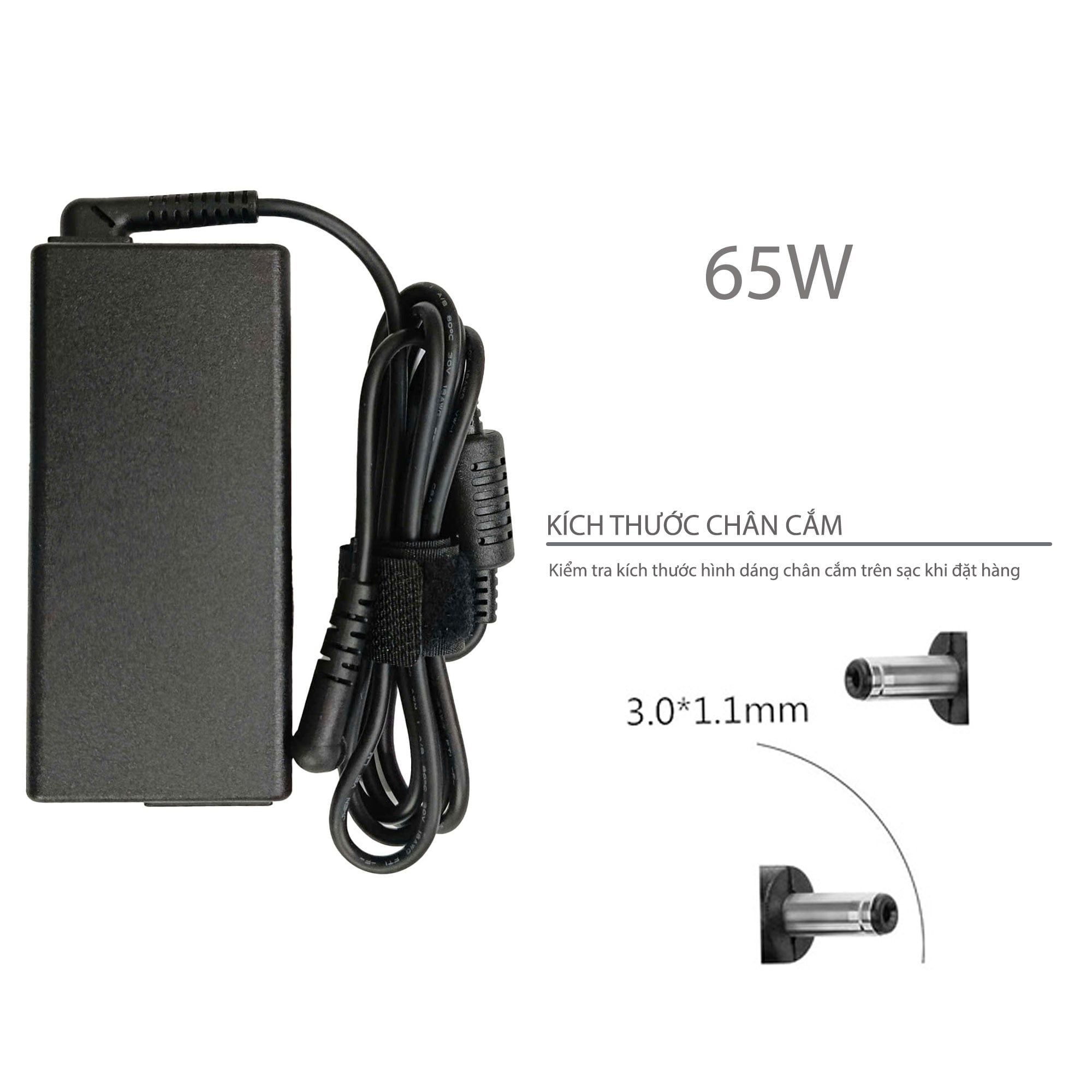  Sạc LG 65W 19V 3.42A chân 3.0x1.1 hình chữ nhật màu Đen & LG Gram 14Z970 15ZD980 (ORG +) 