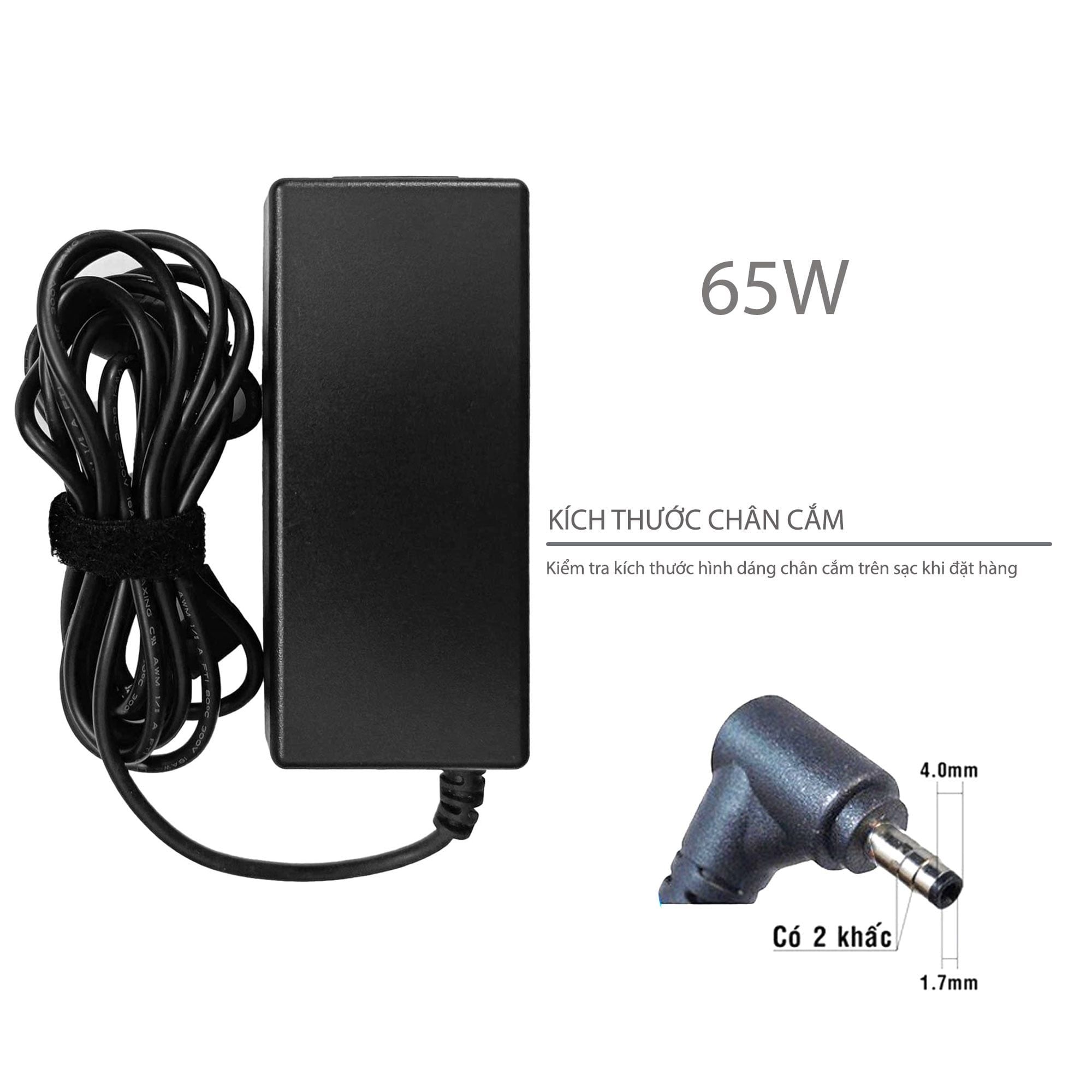  Sạc LG 65W 19V 3.42A chân 4.0x1.7 2 khấc hình chữ nhật & LG 14 U450 U460 U560 U460-G U460-K U460-M UD460 UD560 15U530 15N530 15ND530 14U530 Z160 Z360 (ORG +) 