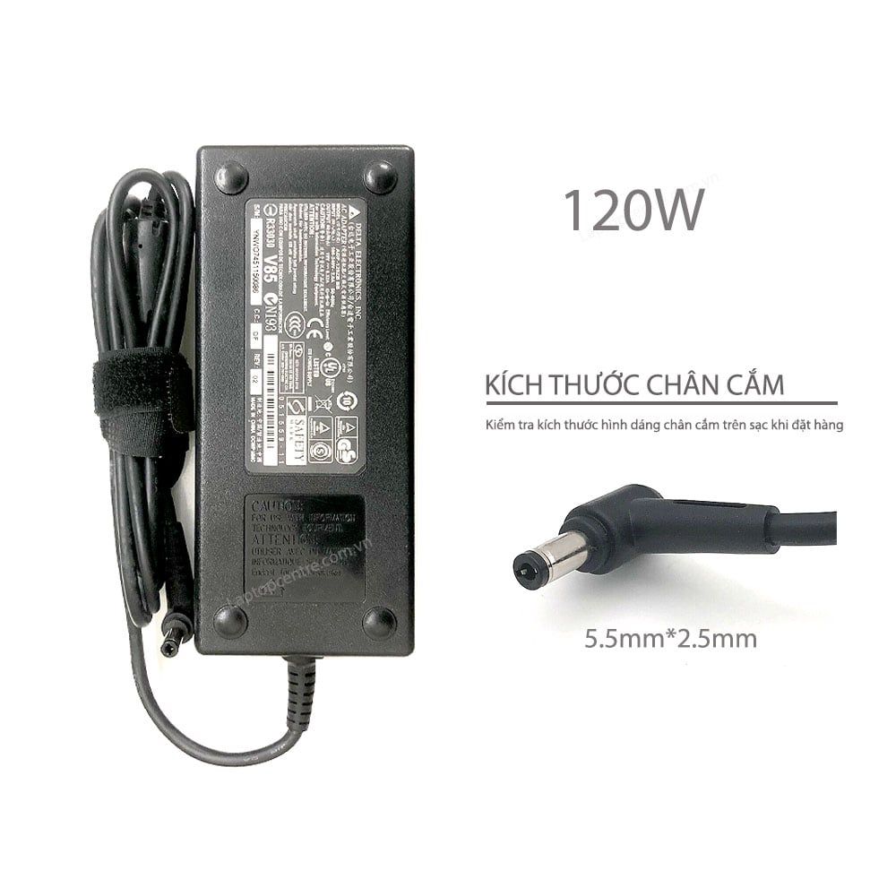 Sạc MSI 120W 19V 6.32A chân 5.5x2.5 Chân tròn Hình chữ nhật ADP-120ZB BB (ORG +) 
