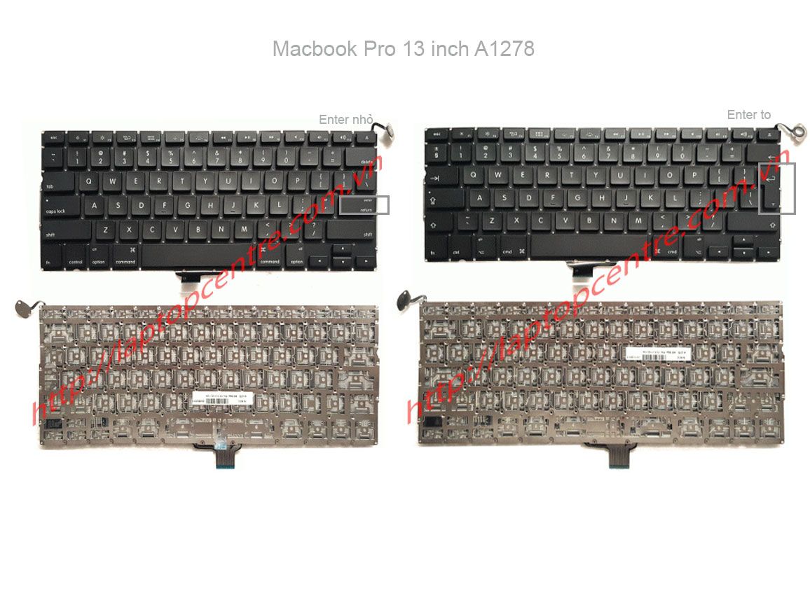 Bàn phím Macbook Pro 13 A1278 2012 US Phím đen Chữ trắng Không khung (ORG +) 
