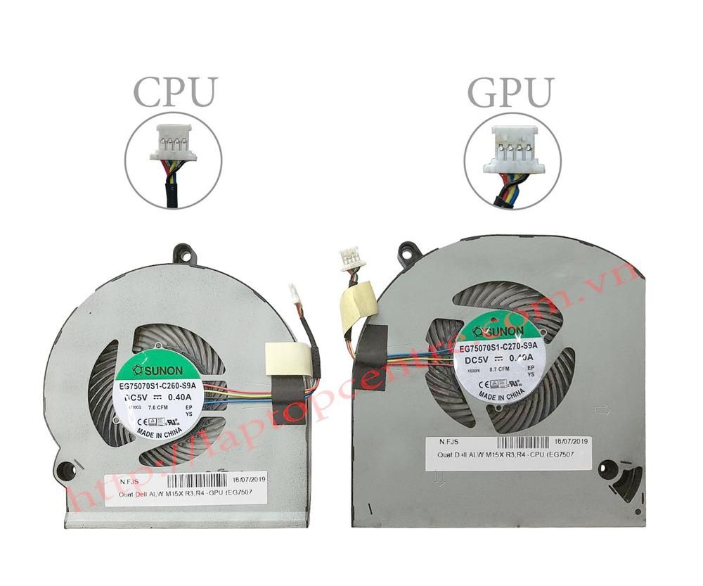  Quạt Dell Alienware 15 R3 EG75070S1-C260-S9A 5V 0,4A 4 chân CPU & 15 R4 (HCP +) 