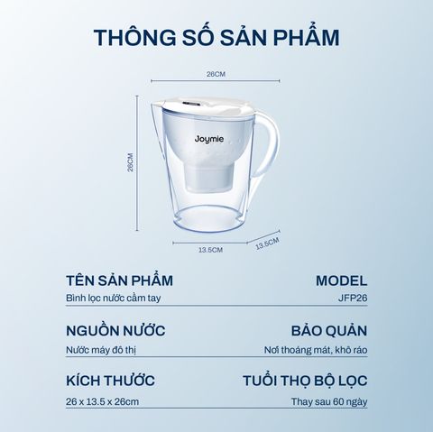  Bình lọc nước gia đình JOYMIE JFP26 dung tích lớn 3.5L 