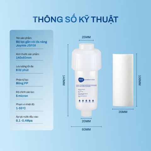 Bộ lọc gắn vòi sen Joymie JSF09 không mùi, bộ lọc gắn vòi đa năng 