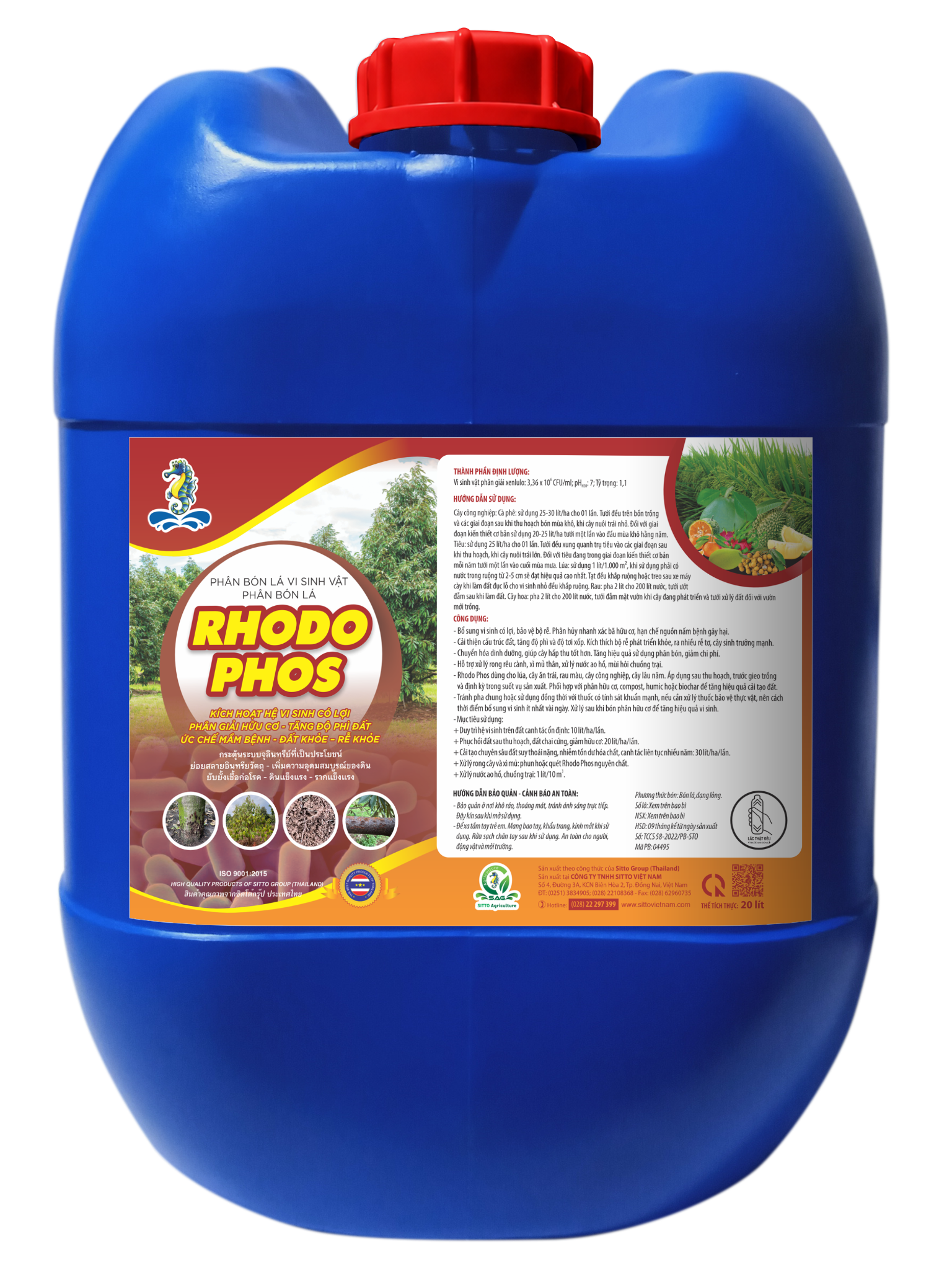  Phân bón lá vi sinh vật RHODO PHOS (Can 20L) 