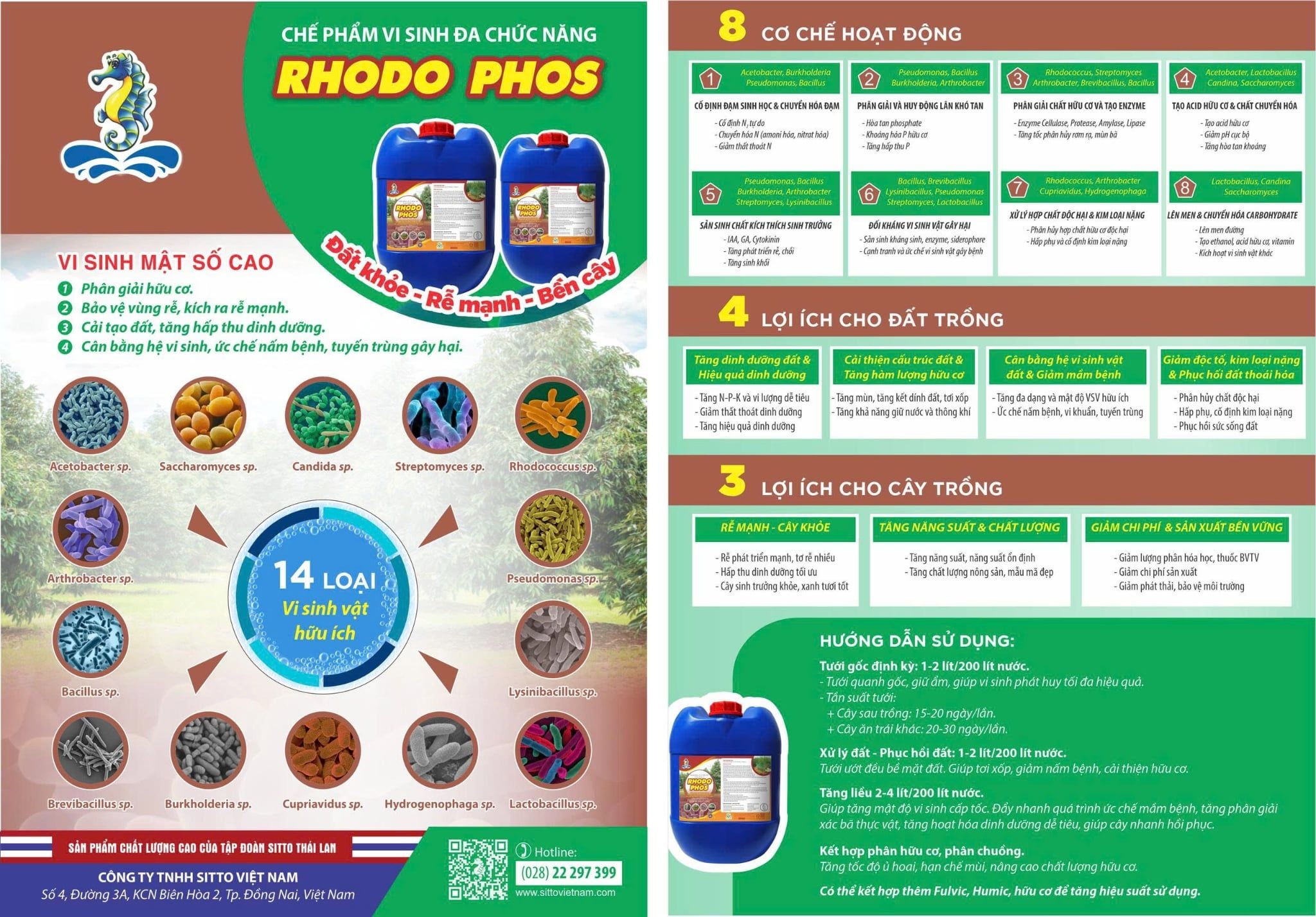  Phân bón lá vi sinh vật RHODO PHOS (Can 20L) 