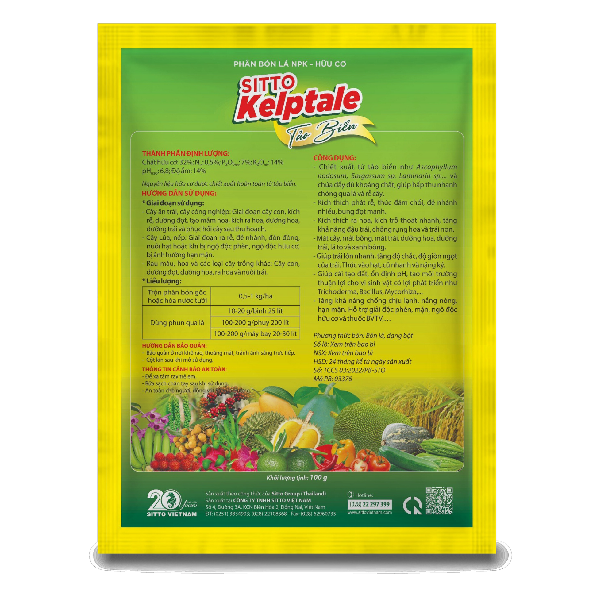  Phân bón lá SITTO KELPTALE (Gói 100g) 