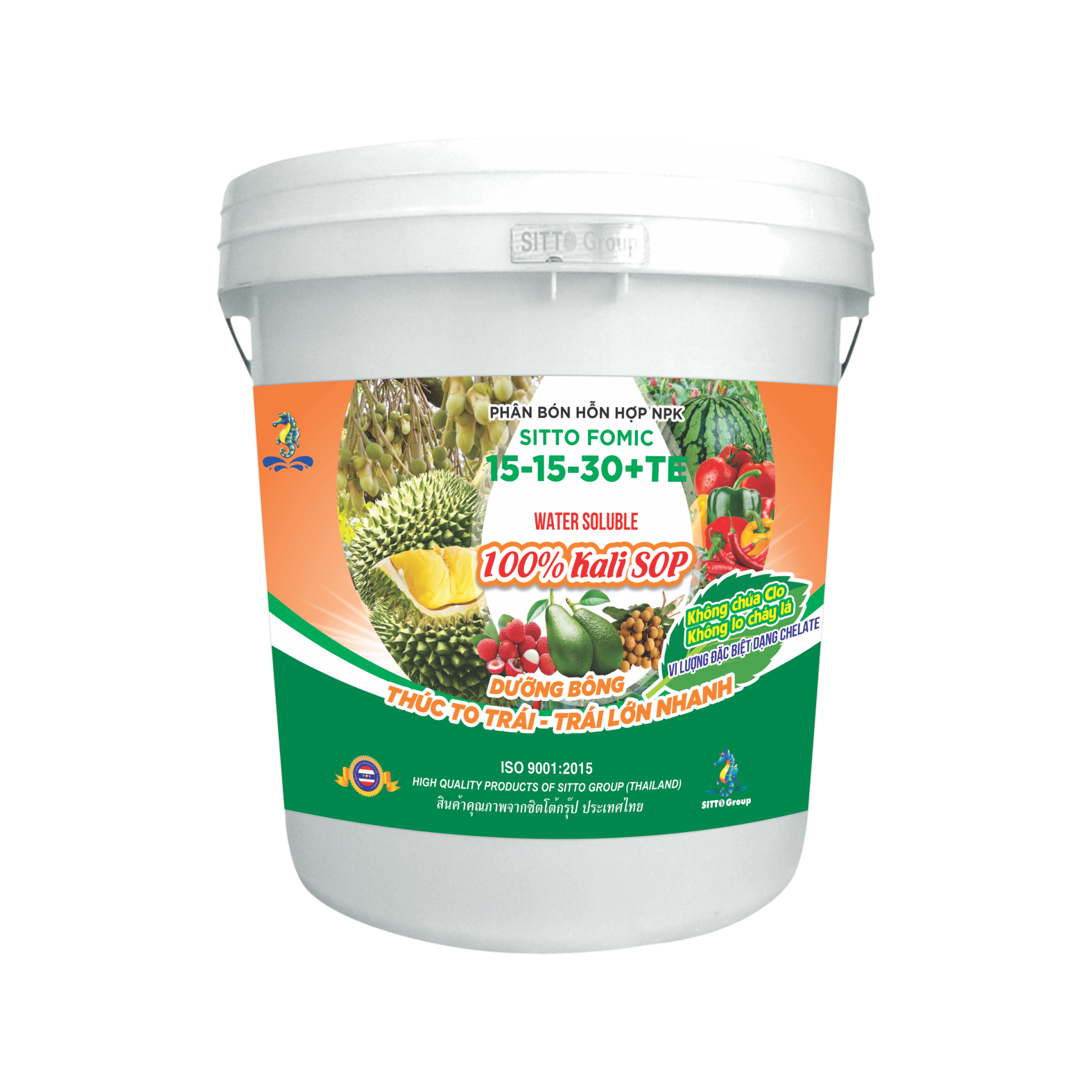  Phân bón NPK-Vi lượng SITTO FOMIC 15-15-30+TE (Xô 15kg) 