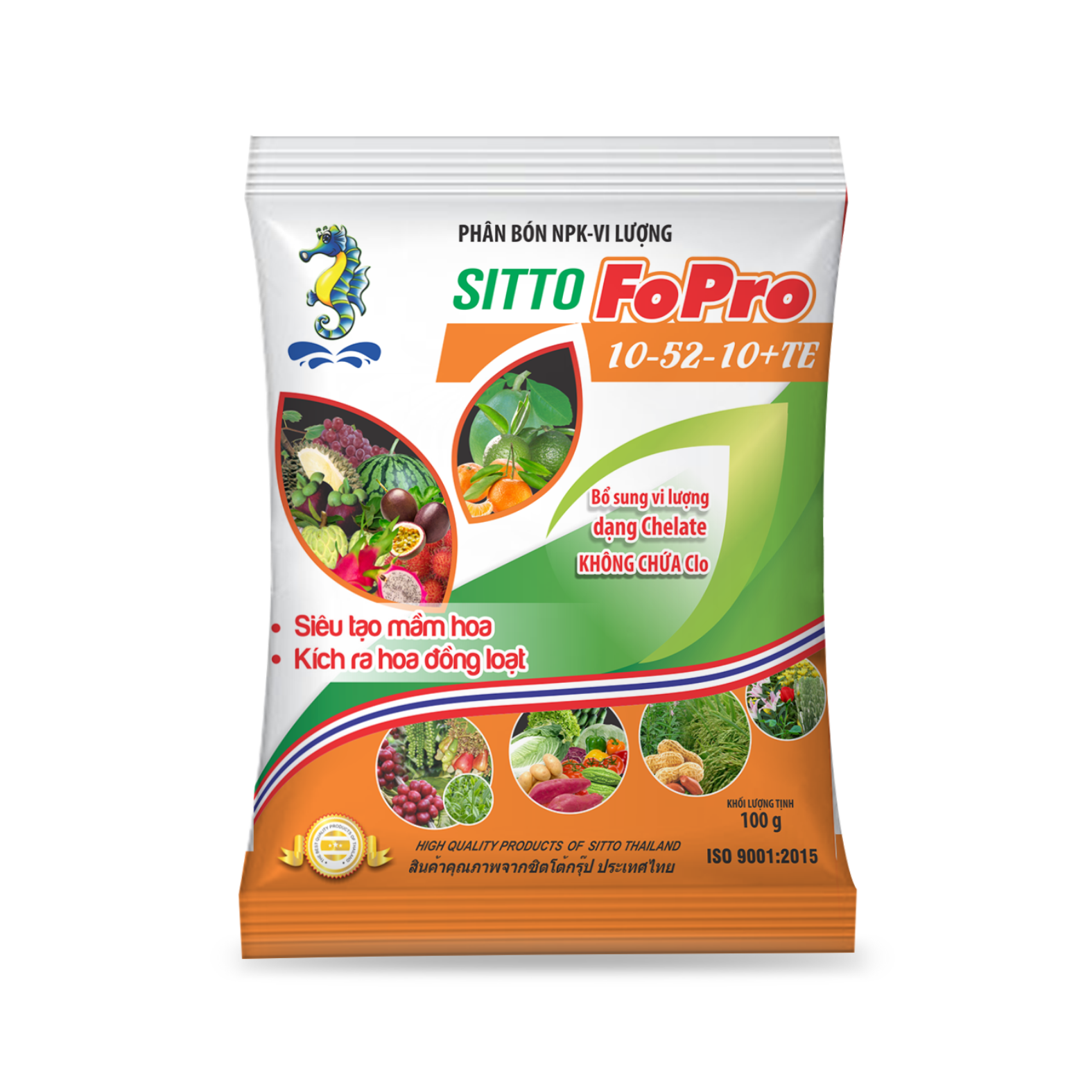  Phân bón lá Sitto FOPRO 10-52-10+TE (gói 100g) 