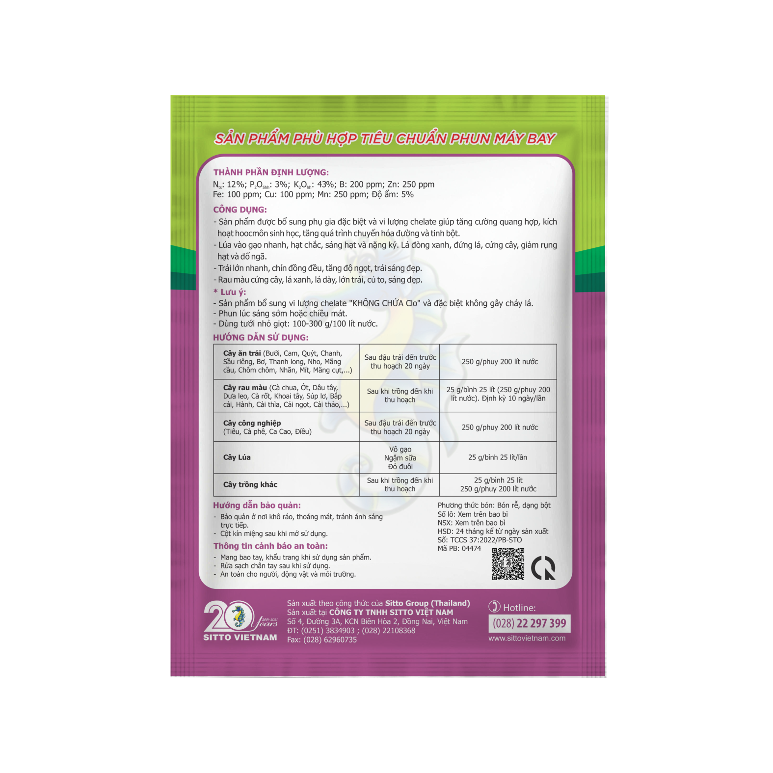  Phân bón lá Sitto FOPRO 12-3-43+TE 