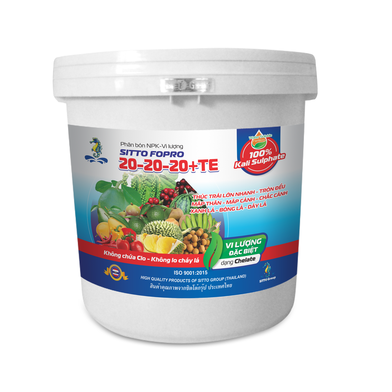  Phân bón NPK-Vi lượng SITTO FOPRO 20-20-20+TE (Xô 15kg) 