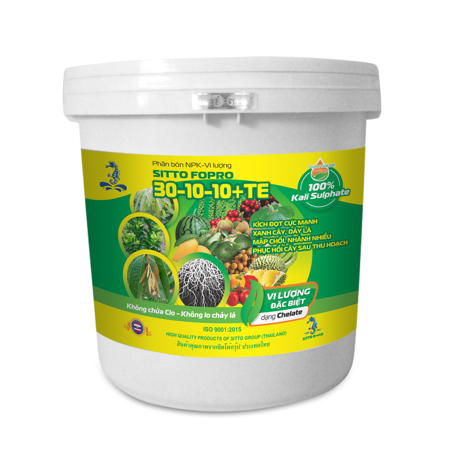  Phân bón NPK-Vi lượng SITTO FOPRO 30-10-10+TE (Xô 15kg) 