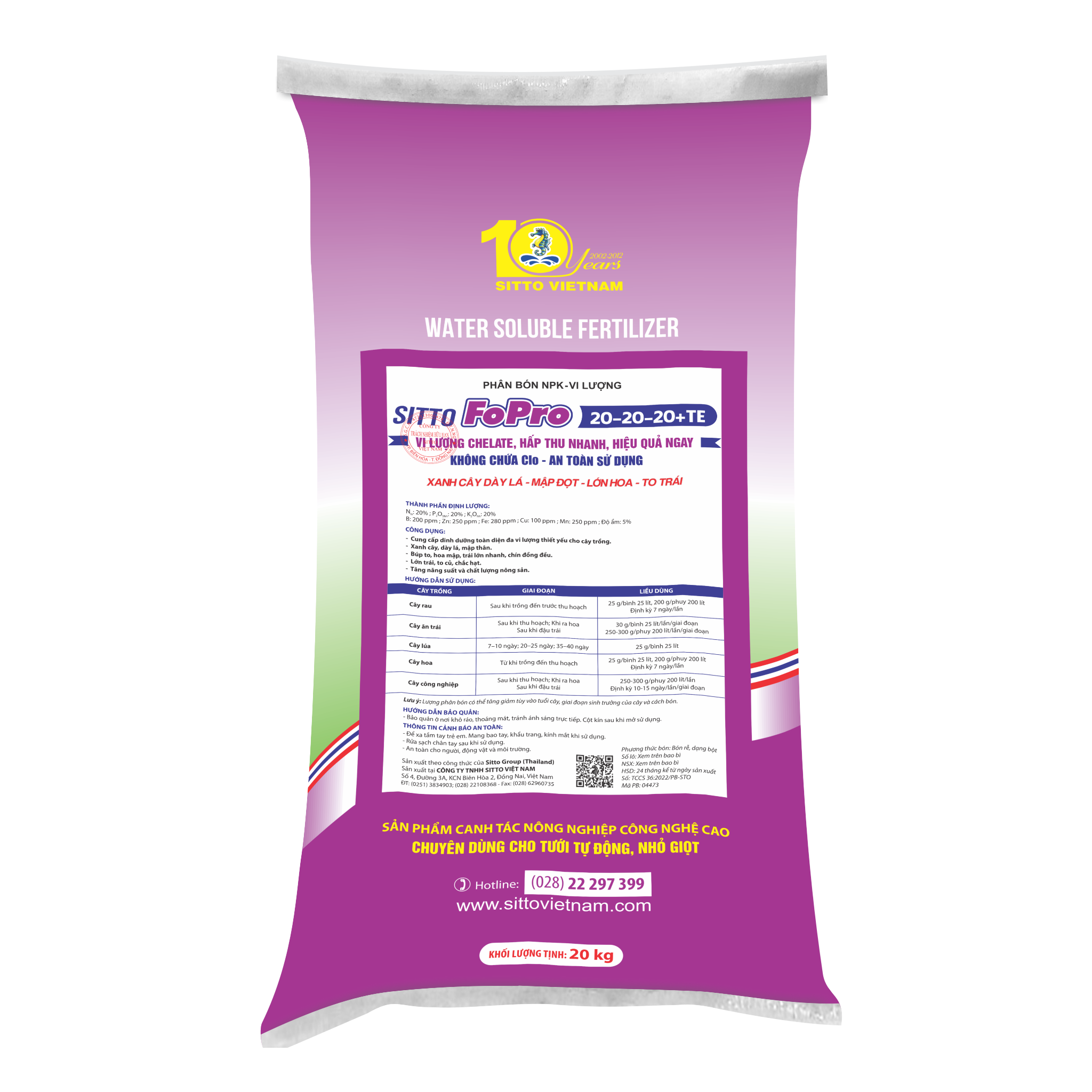  SITTO FOPRO 20-20-20+TE (Bao 20kg) 
