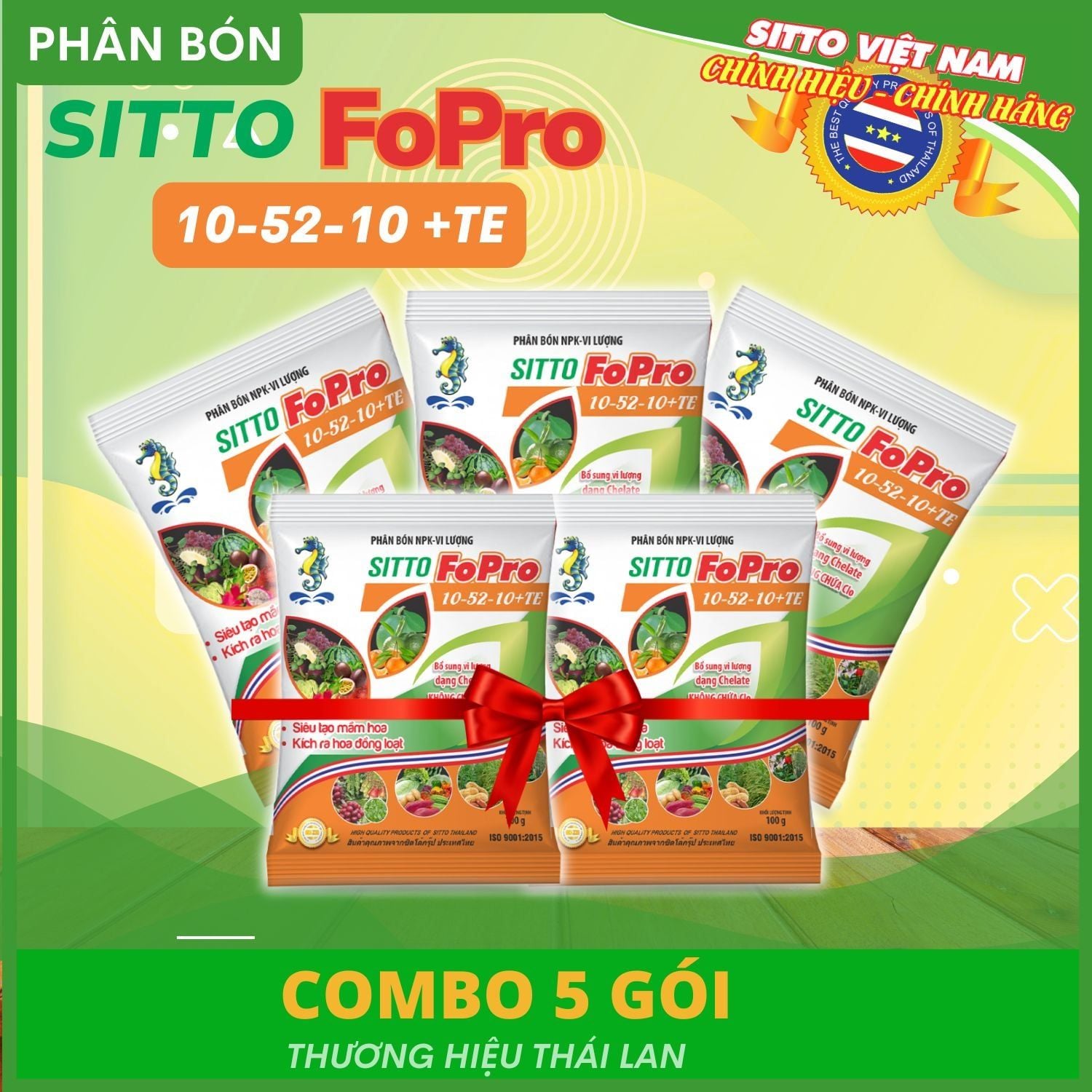  Phân bón lá Sitto FOPRO 10-52-10+TE (gói 100g) 