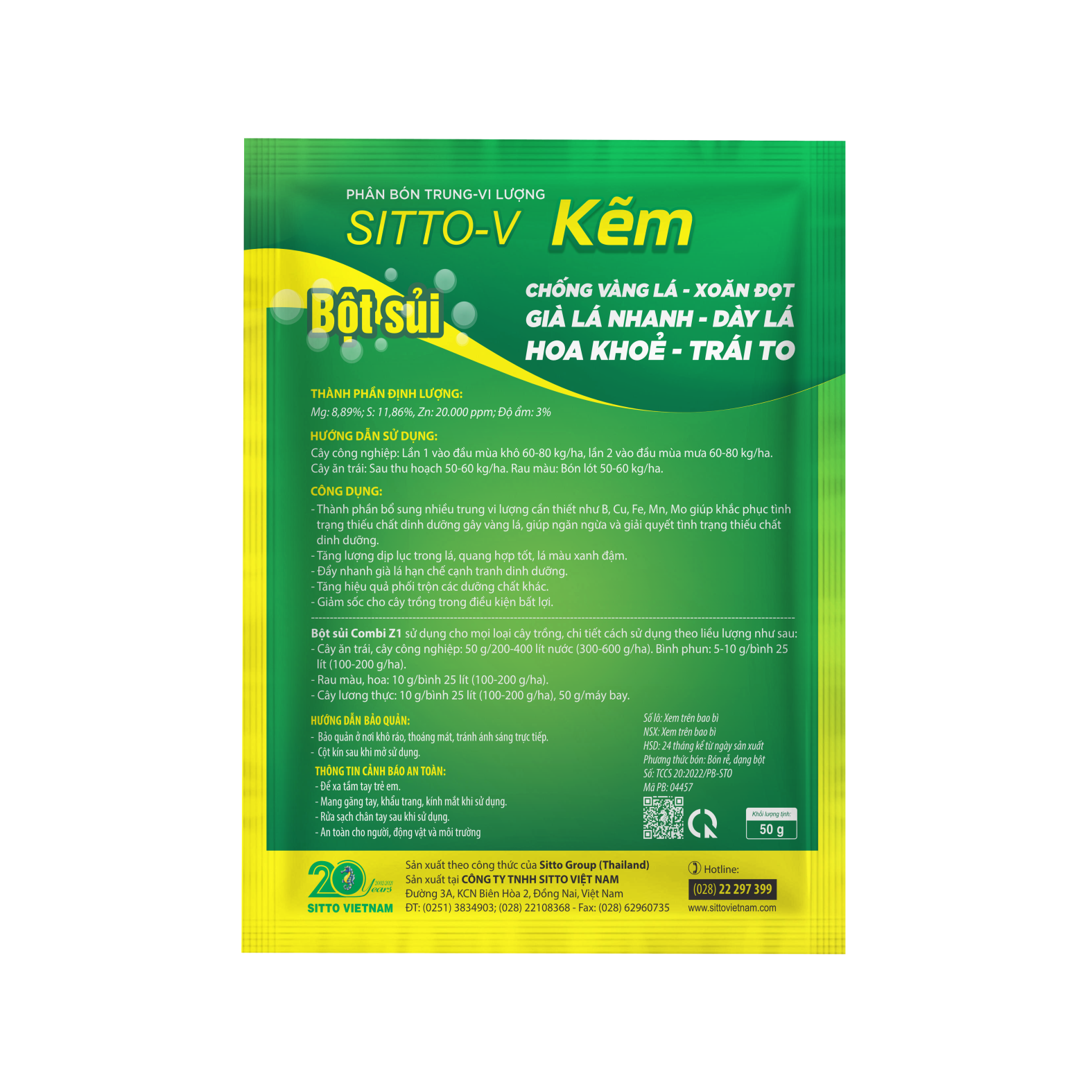  Phân bón lá SITTO– V KẼM (SITTO MIX COMBI) (Gói 100g) 
