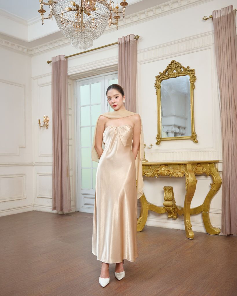 Đầm Nữ CIVAL Đi Tiệc Cúp Ngực Dáng Dài Kèm Khăn Choàng Sang Trọng GOÛT DE JUN