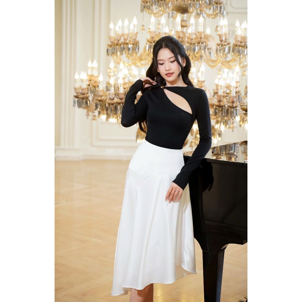 Áo Thun Nữ Tay Dài Thiết Kế Cut Out Sành Điệu Ôm Body Tôn Dáng - RELI TOP - GOÛT DE JUN